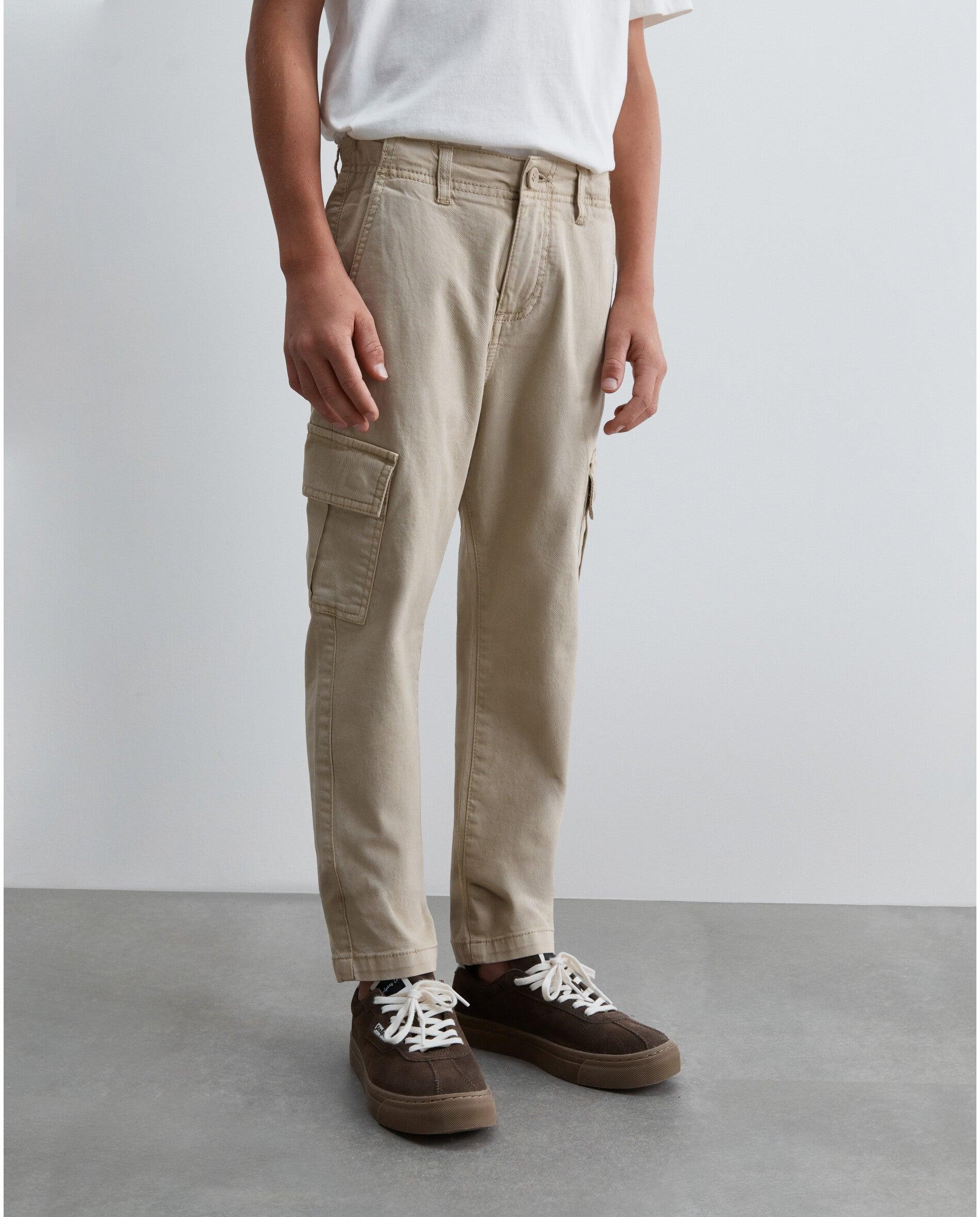 Pantalón cargo de niño slim fit con trabillas en la cintura - Scalpers - Beige Beige-4