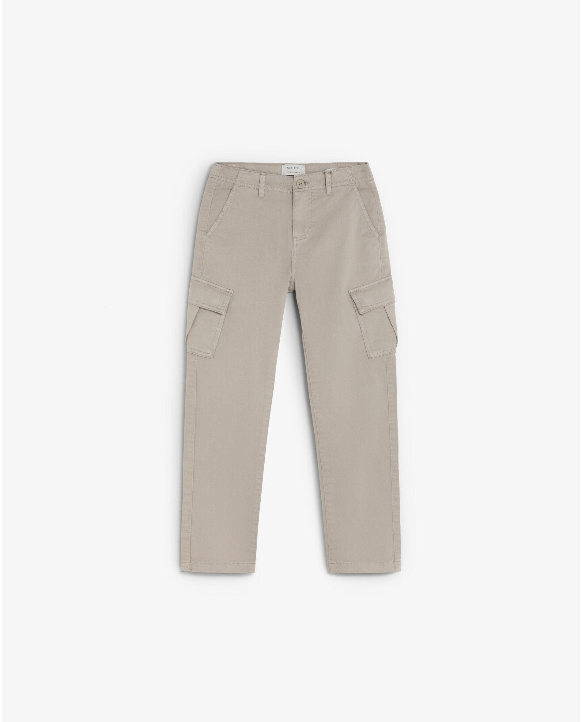 Pantalón cargo de niño slim fit con trabillas en la cintura - Scalpers - Beige Beige-5