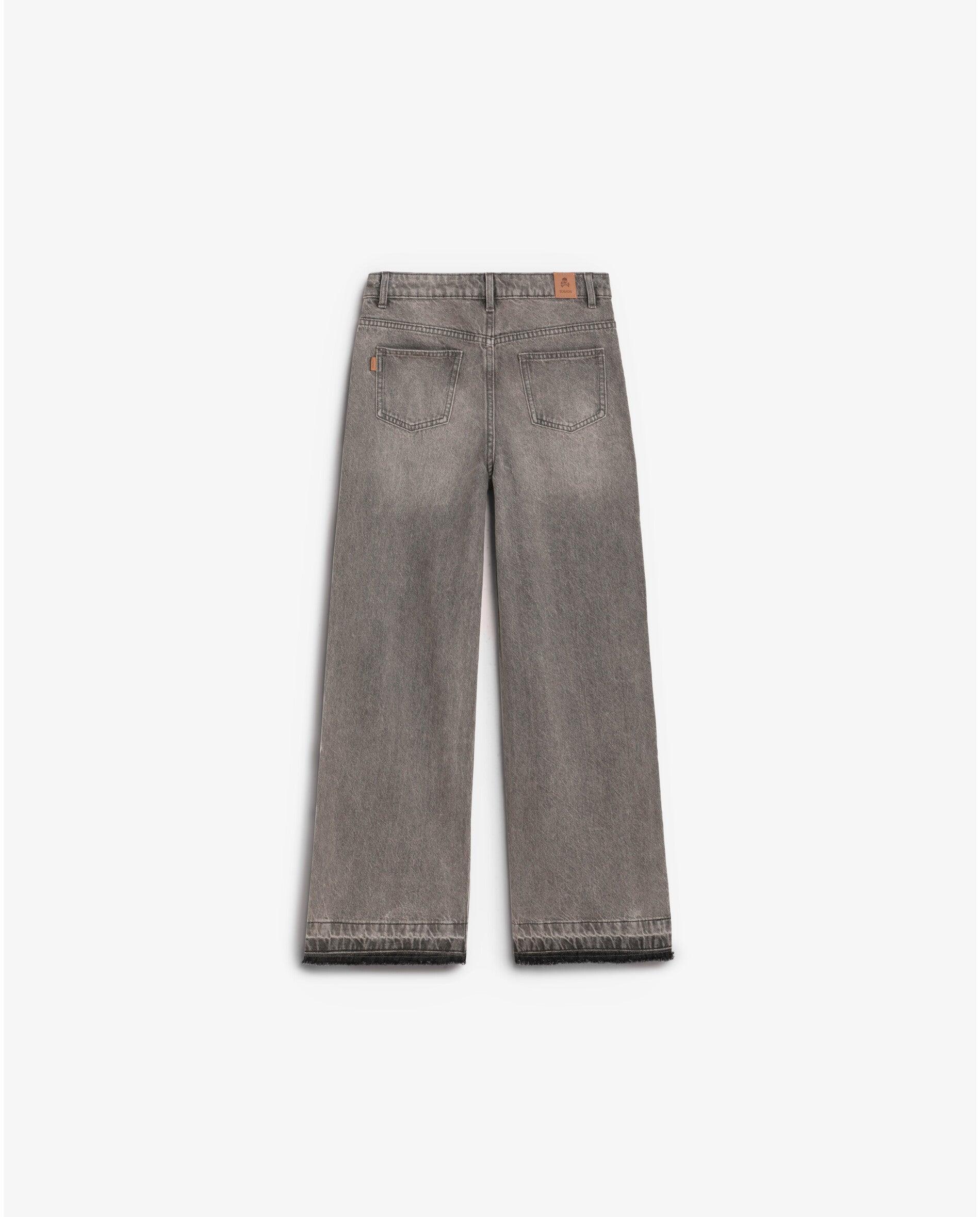 Vauero de niña wide leg con bajo desflecado - Scalpers - Gris Gris-2