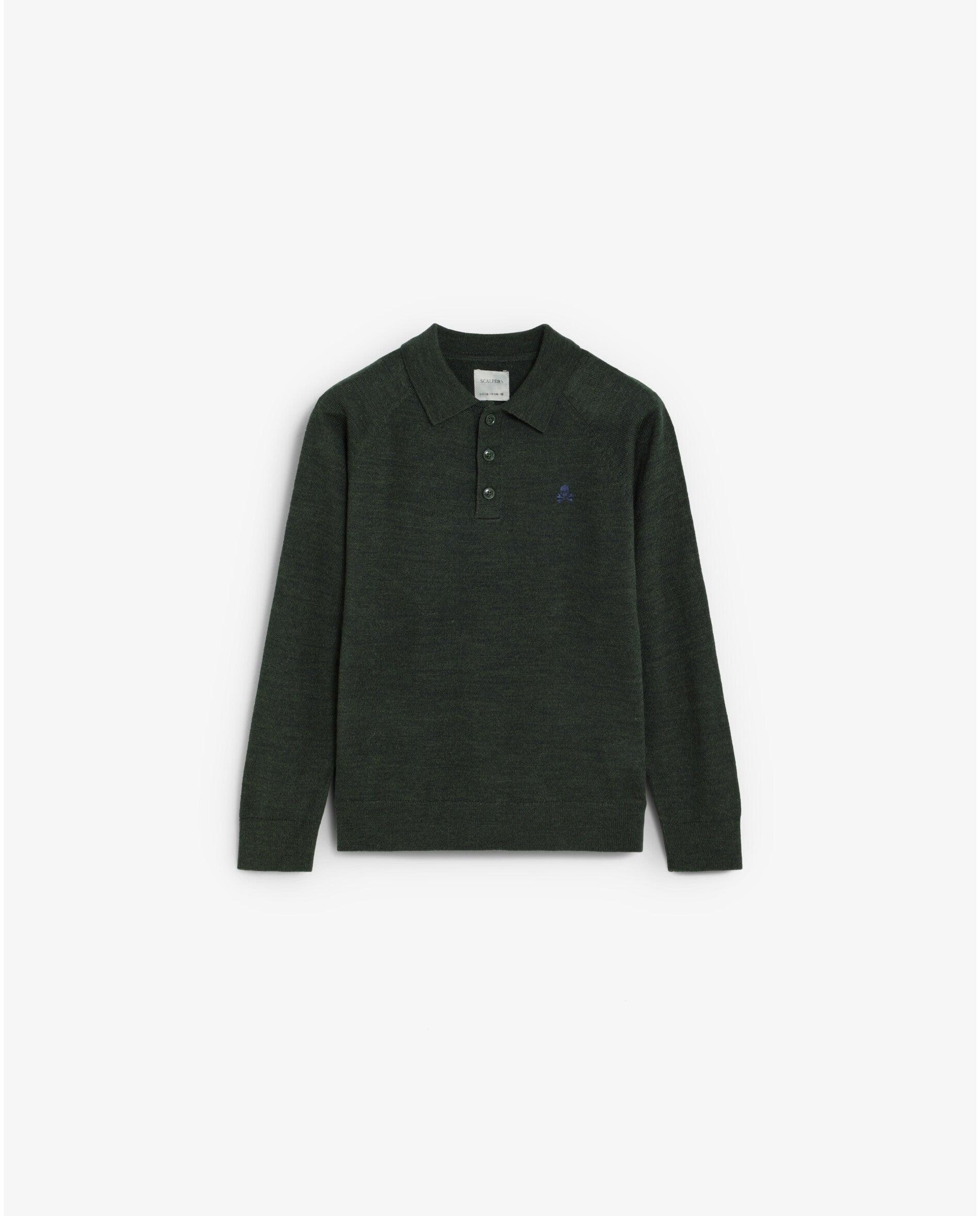 Imagen 0 de Jersey de niño con cuello polo y acabados acanalados Verde oscuro