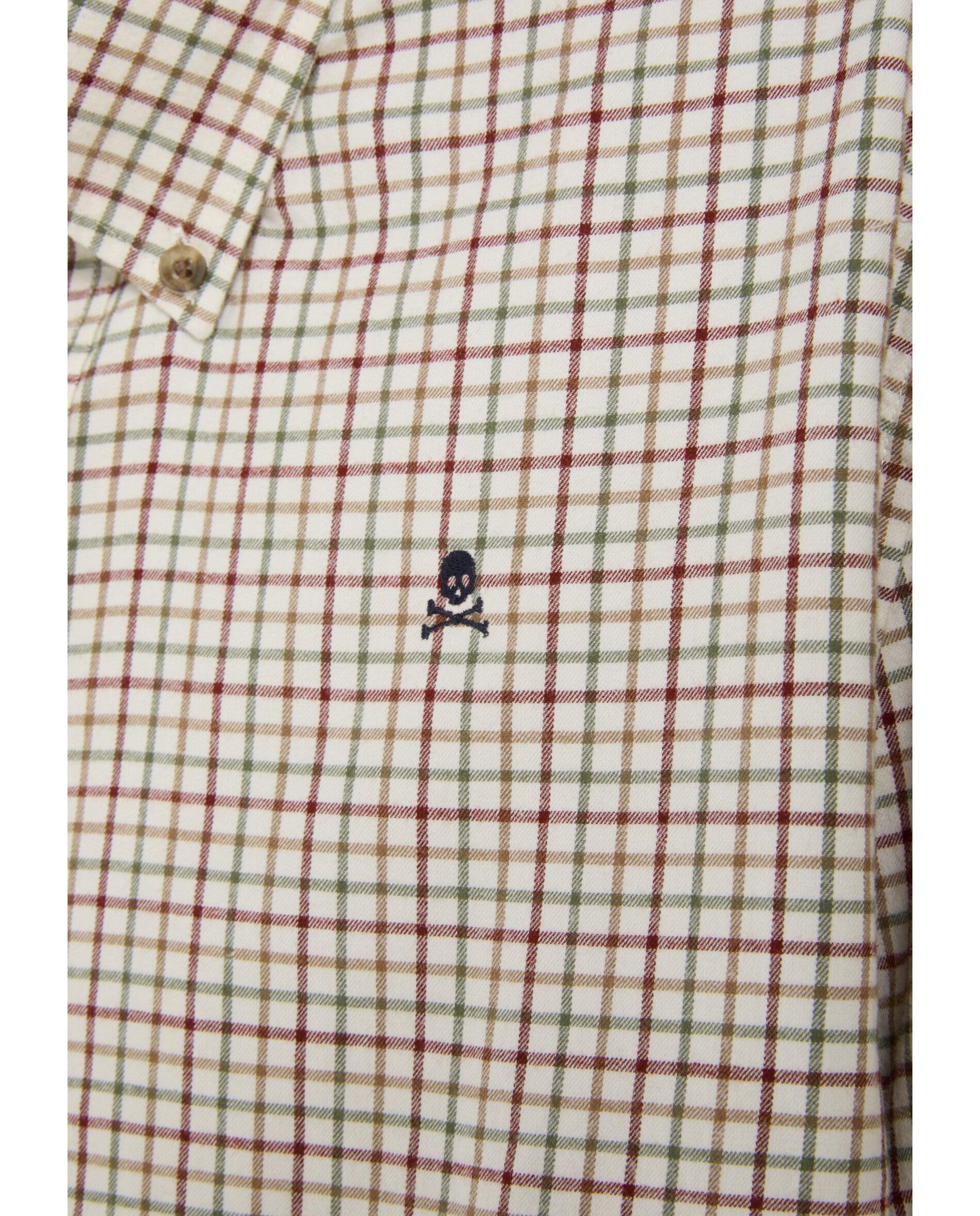Camisa de cuadros de hombre regular fit con cuello abotonado - Scalpers - Crema Crema-2
