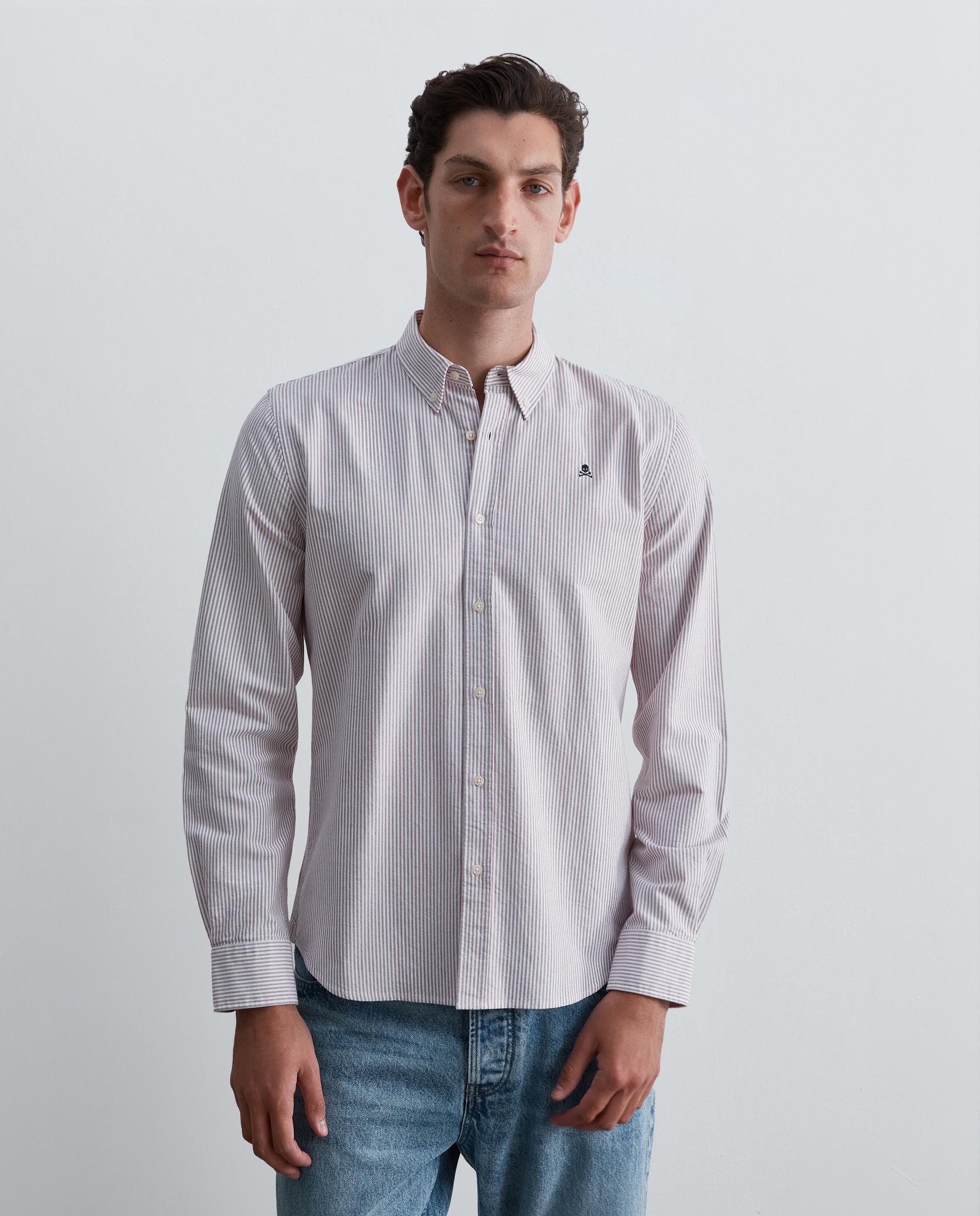 Camisa oxford de hombre regular fit de rayas - Scalpers - Burdeos Burdeos-1