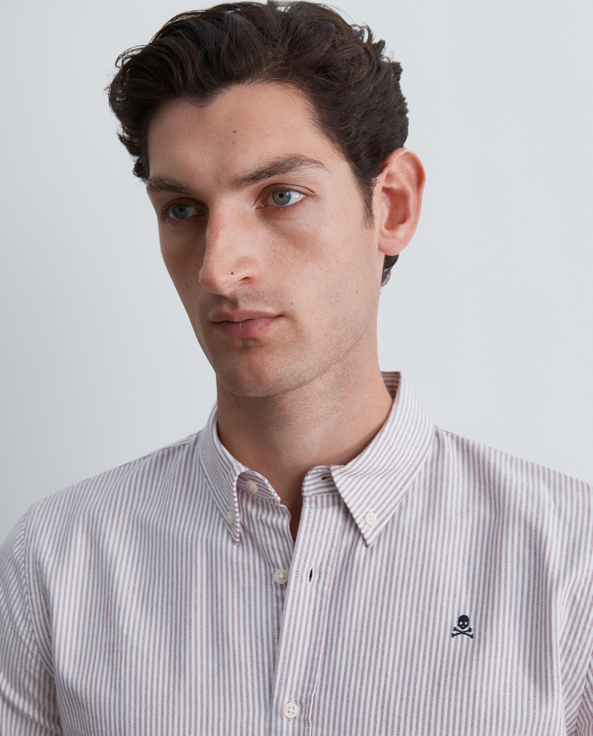 Camisa oxford de hombre regular fit de rayas - Scalpers - Burdeos Burdeos-4