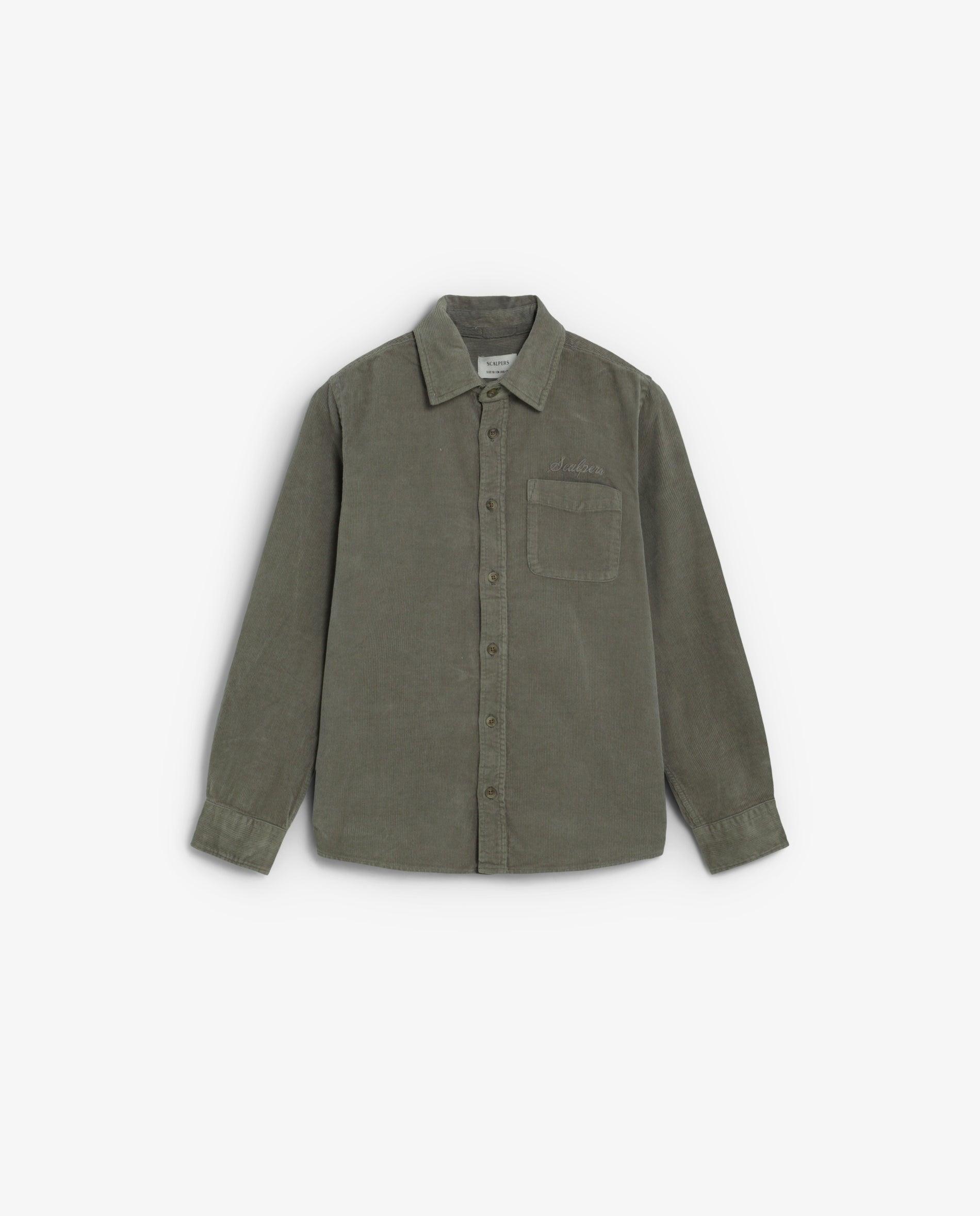 Imagen 1 de Camisa de niño regular fit de pana con bolsillo en el pecho - Scalpers - Verde militar Verde militar