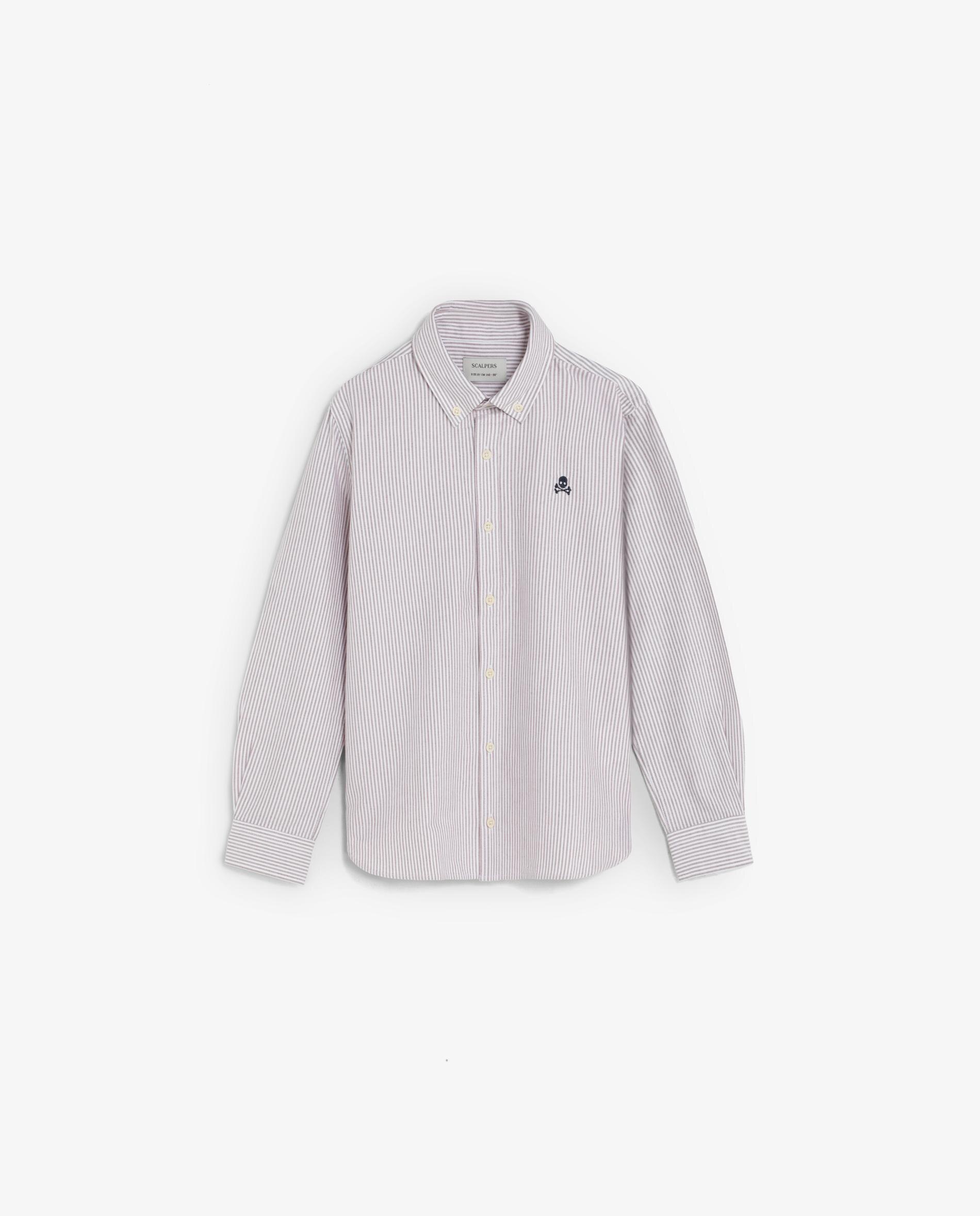 Camisa oxford de niño de manga larga con estampado de rayas - Scalpers - Burdeos Burdeos-1