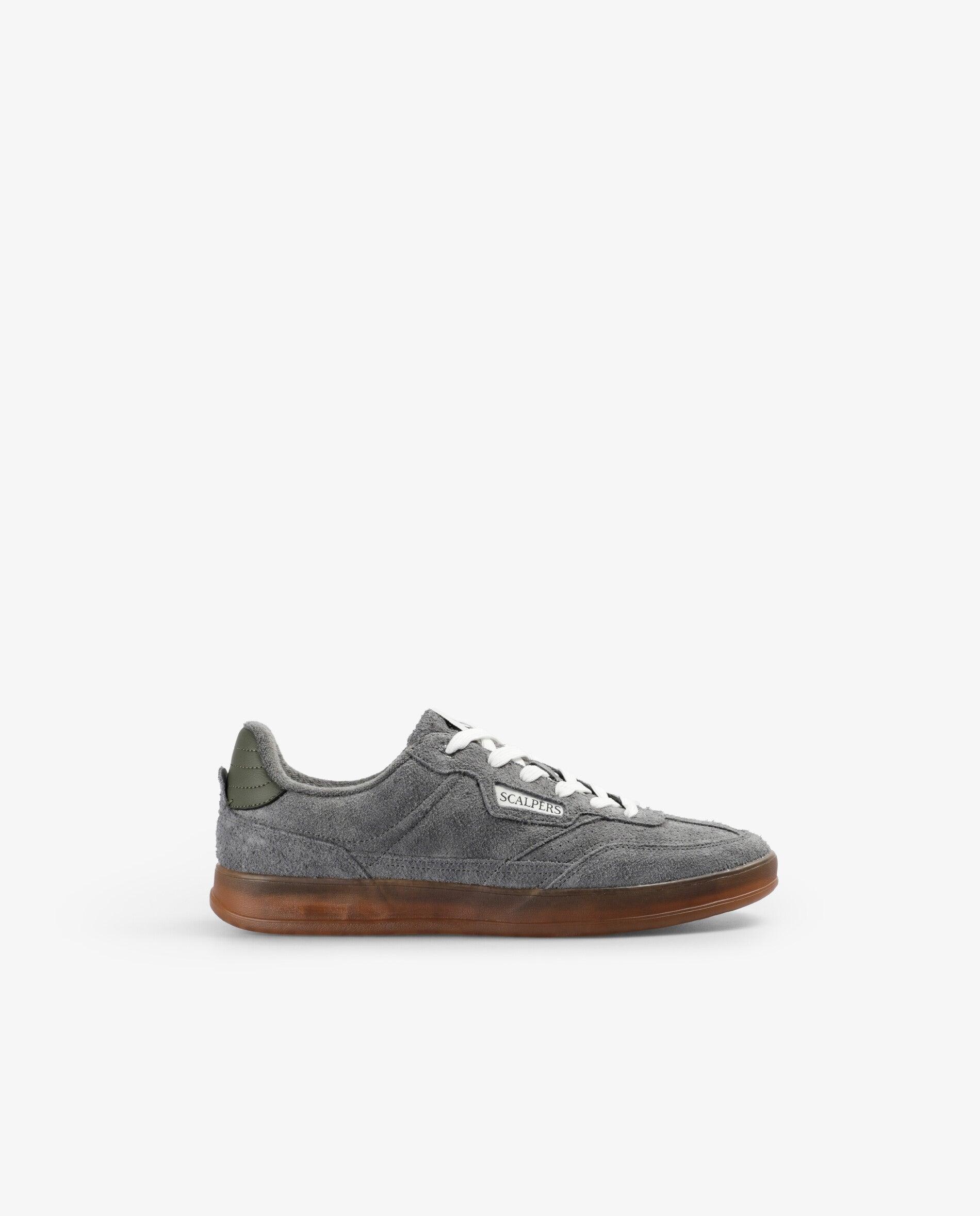 Zapatillas retro de hombre de ante con talón a contraste - Scalpers - Gris Gris-1