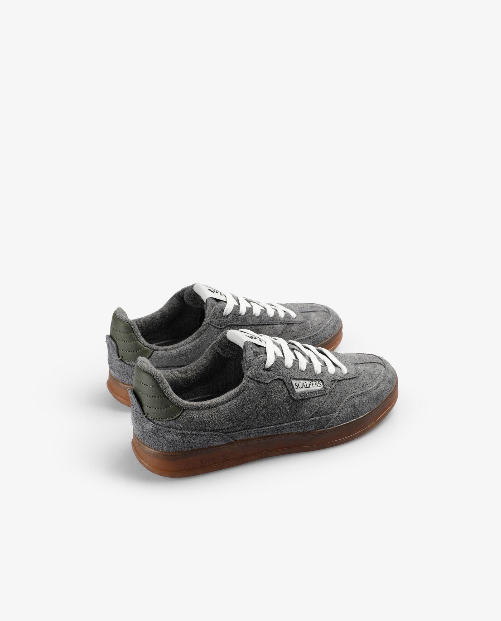 Zapatillas retro de hombre de ante con talón a contraste - Scalpers - Gris Gris-2
