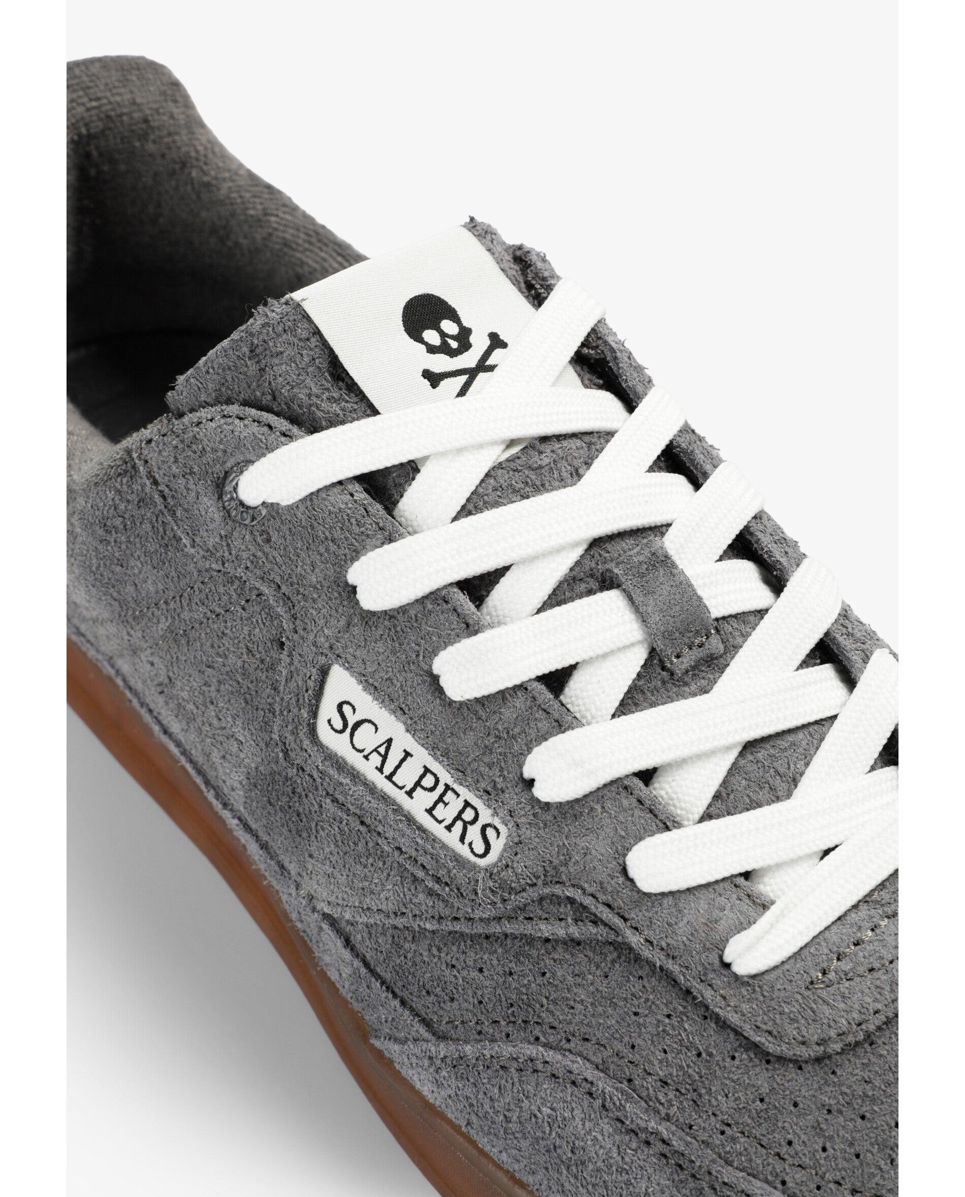 Zapatillas retro de hombre de ante con talón a contraste - Scalpers - Gris Gris-6