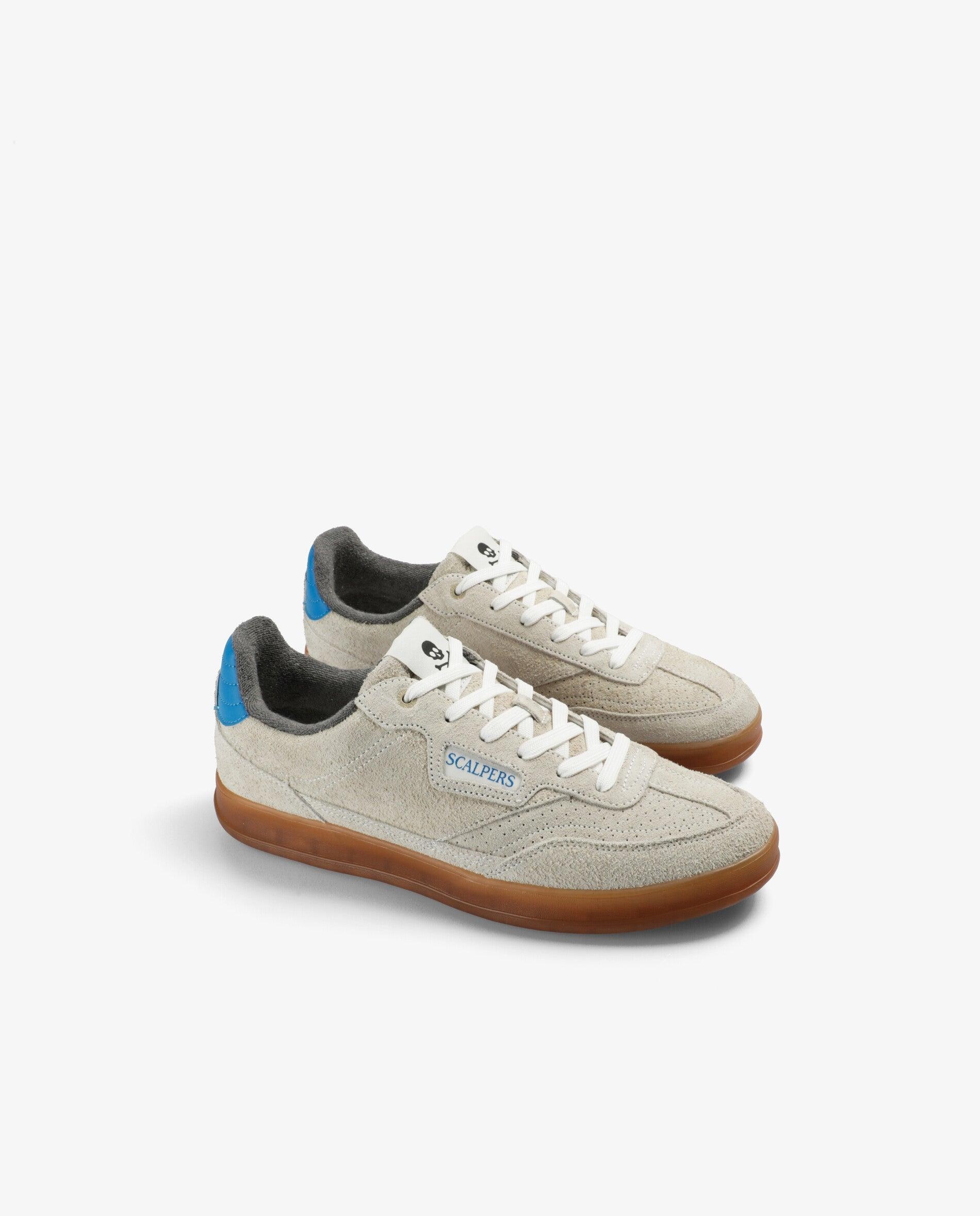 Zapatillas retro de hombre de ante con talón a contraste - Scalpers - Crema Crema-3