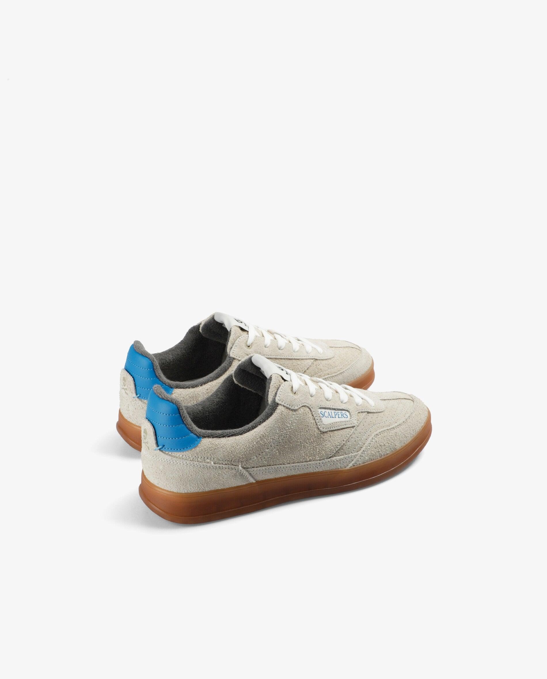 Zapatillas retro de hombre de ante con talón a contraste - Scalpers - Crema Crema-2
