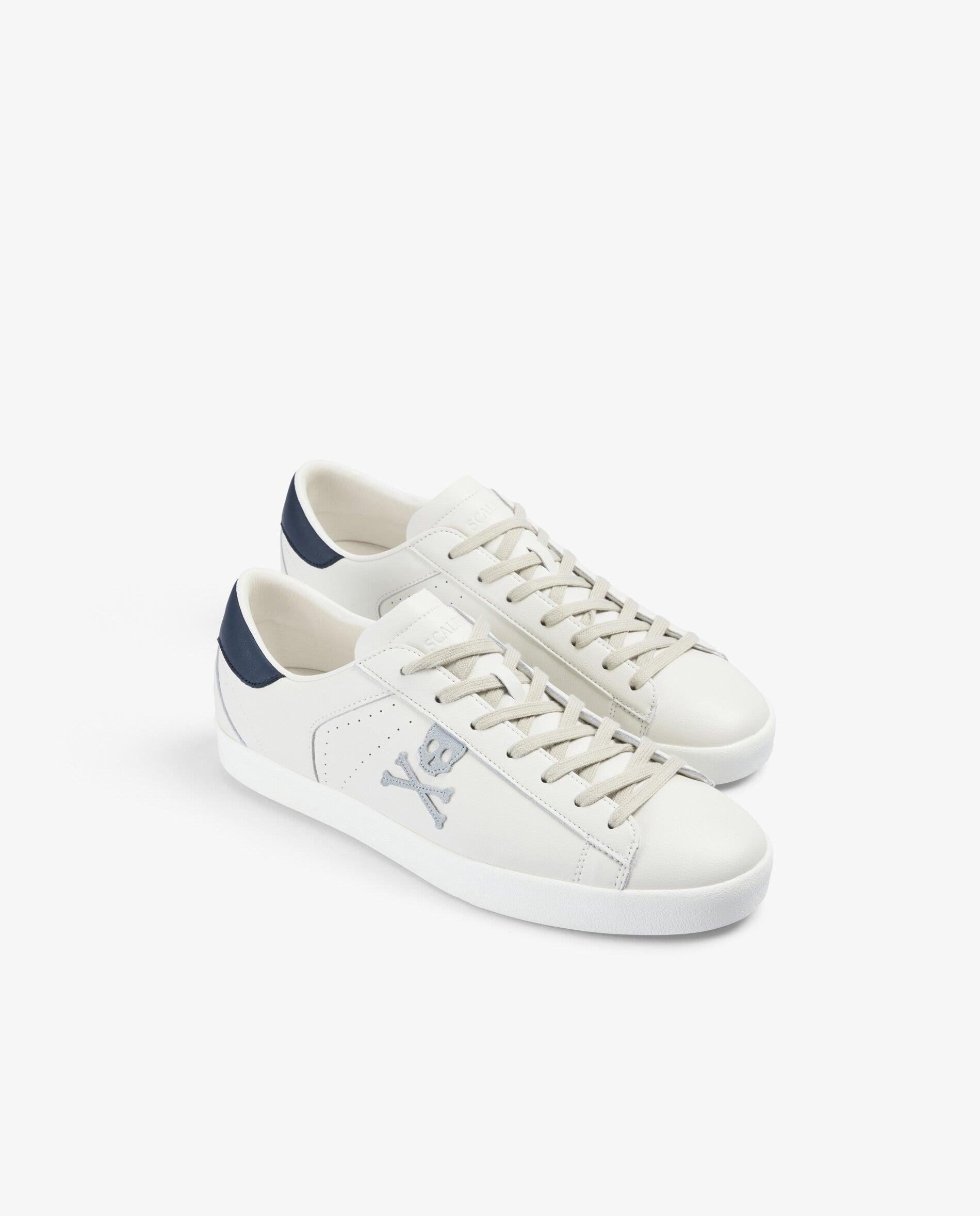 Zapatillas de vestir de hombre en piel con detalle a contraste en el talón - Scalpers - Azul/Blanco Azul/Blanco-3