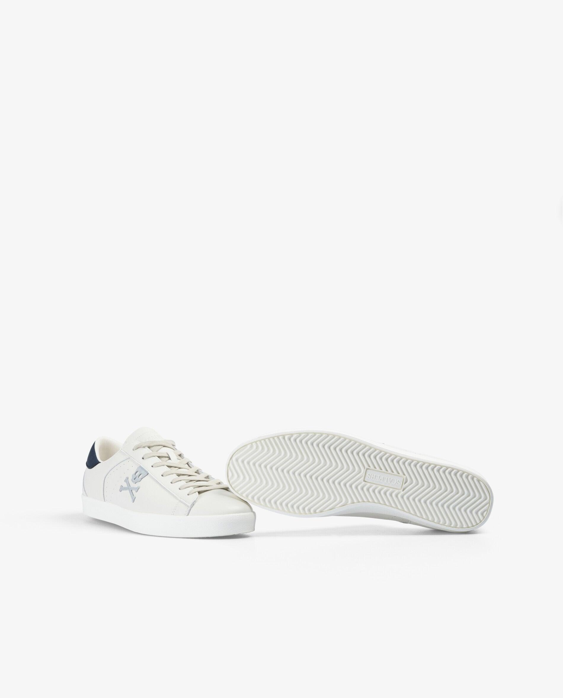 Zapatillas de vestir de hombre en piel con detalle a contraste en el talón - Scalpers - Azul/Blanco Azul/Blanco-4