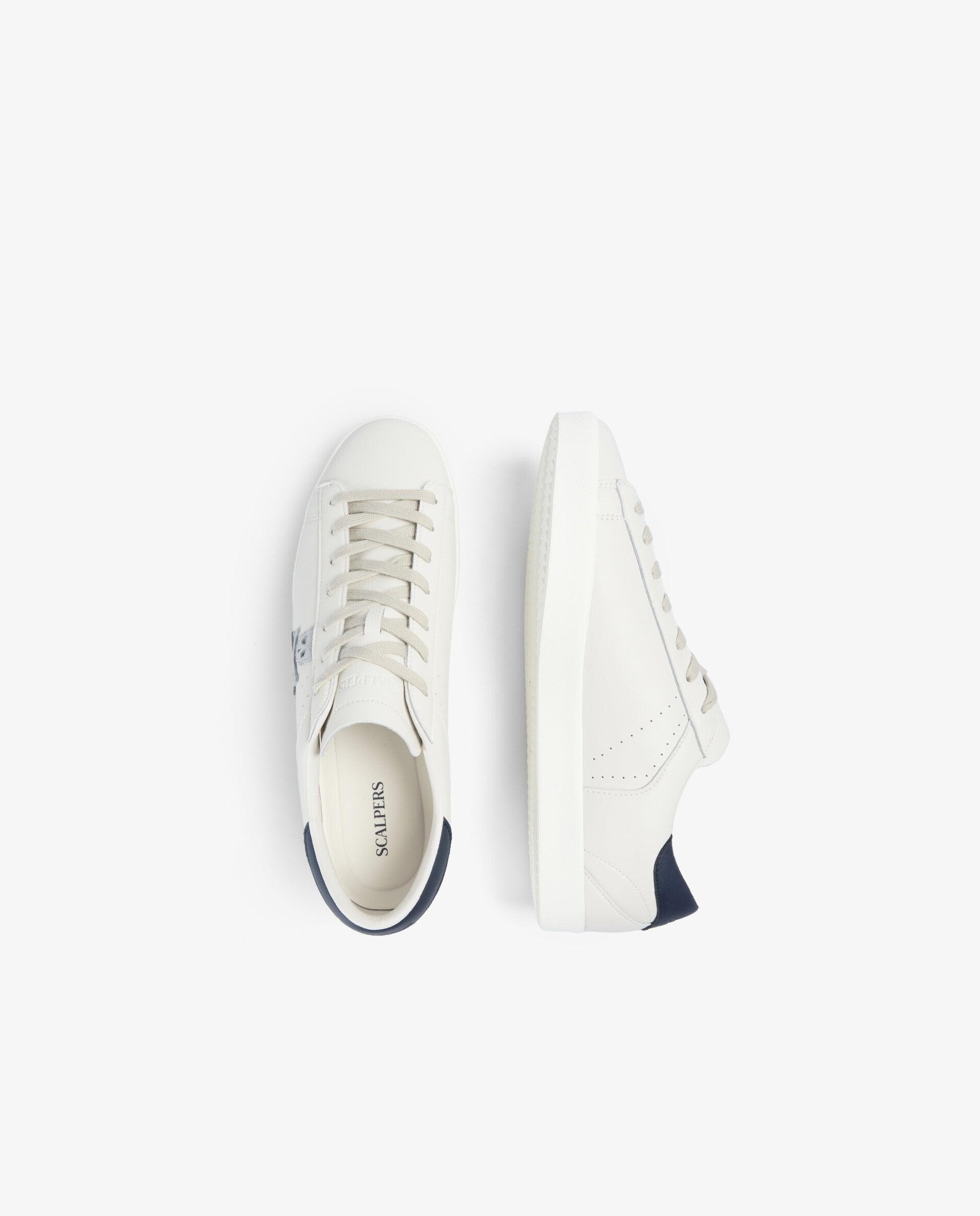 Zapatillas de vestir de hombre en piel con detalle a contraste en el talón - Scalpers - Azul/Blanco Azul/Blanco-8