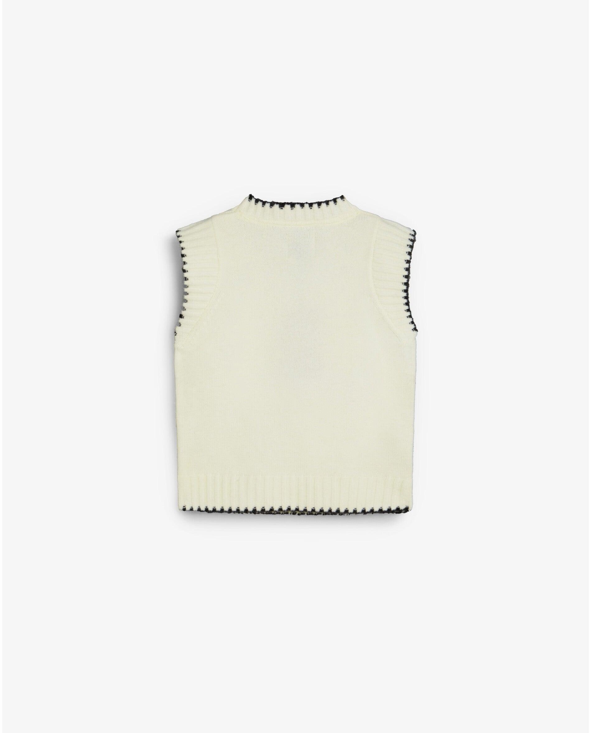 Chaleco de niña de punto con acabados en contraste - Scalpers - Blanco Blanco-2