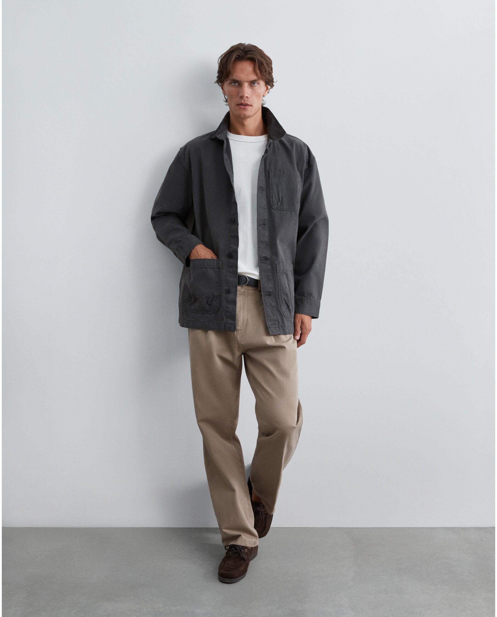 Sobrecamisa de hombre efecto lavado con bolsillos parche - Scalpers - Antracita Antracita-4