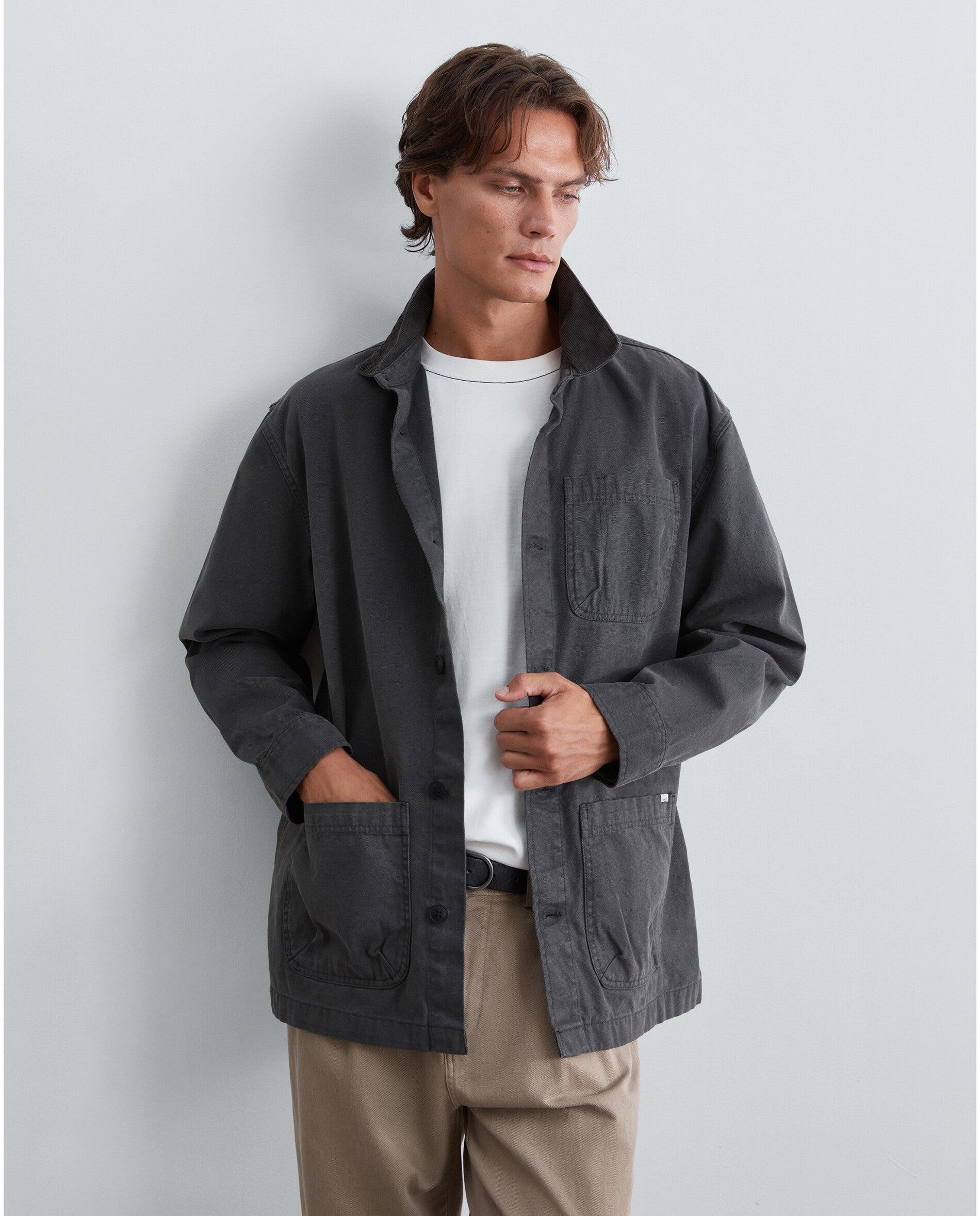 Sobrecamisa de hombre efecto lavado con bolsillos parche - Scalpers - Antracita Antracita-7