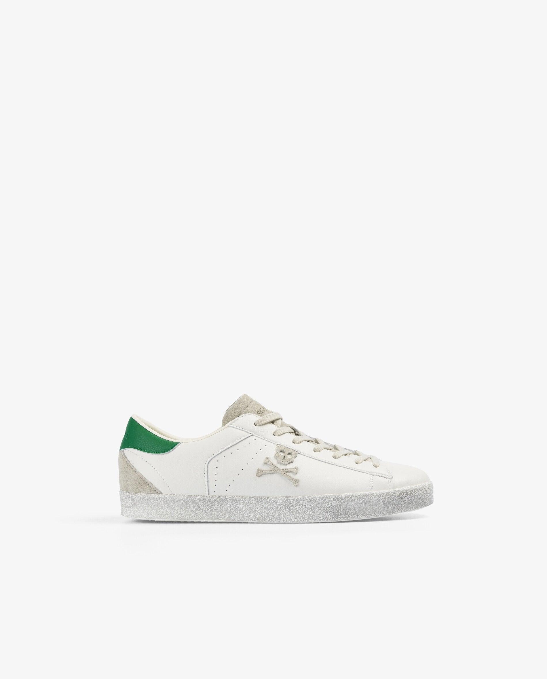 Zapatillas de vestir de hombre en piel con detalle a contraste en el talón - Scalpers - Blanco / Verde Blanco / Verde-1