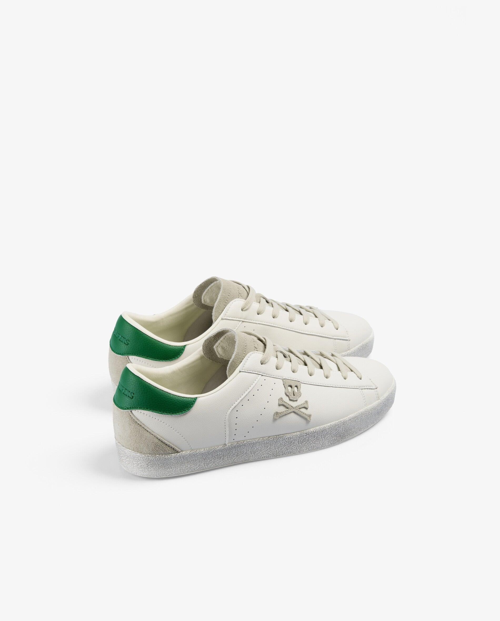 Zapatillas de vestir de hombre en piel con detalle a contraste en el talón - Scalpers - Blanco / Verde Blanco / Verde-2