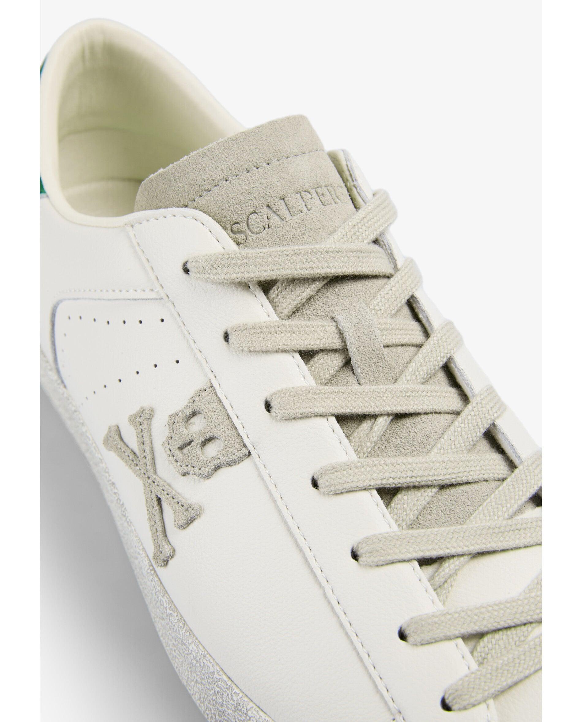 Zapatillas de vestir de hombre en piel con detalle a contraste en el talón - Scalpers - Blanco / Verde Blanco / Verde-6