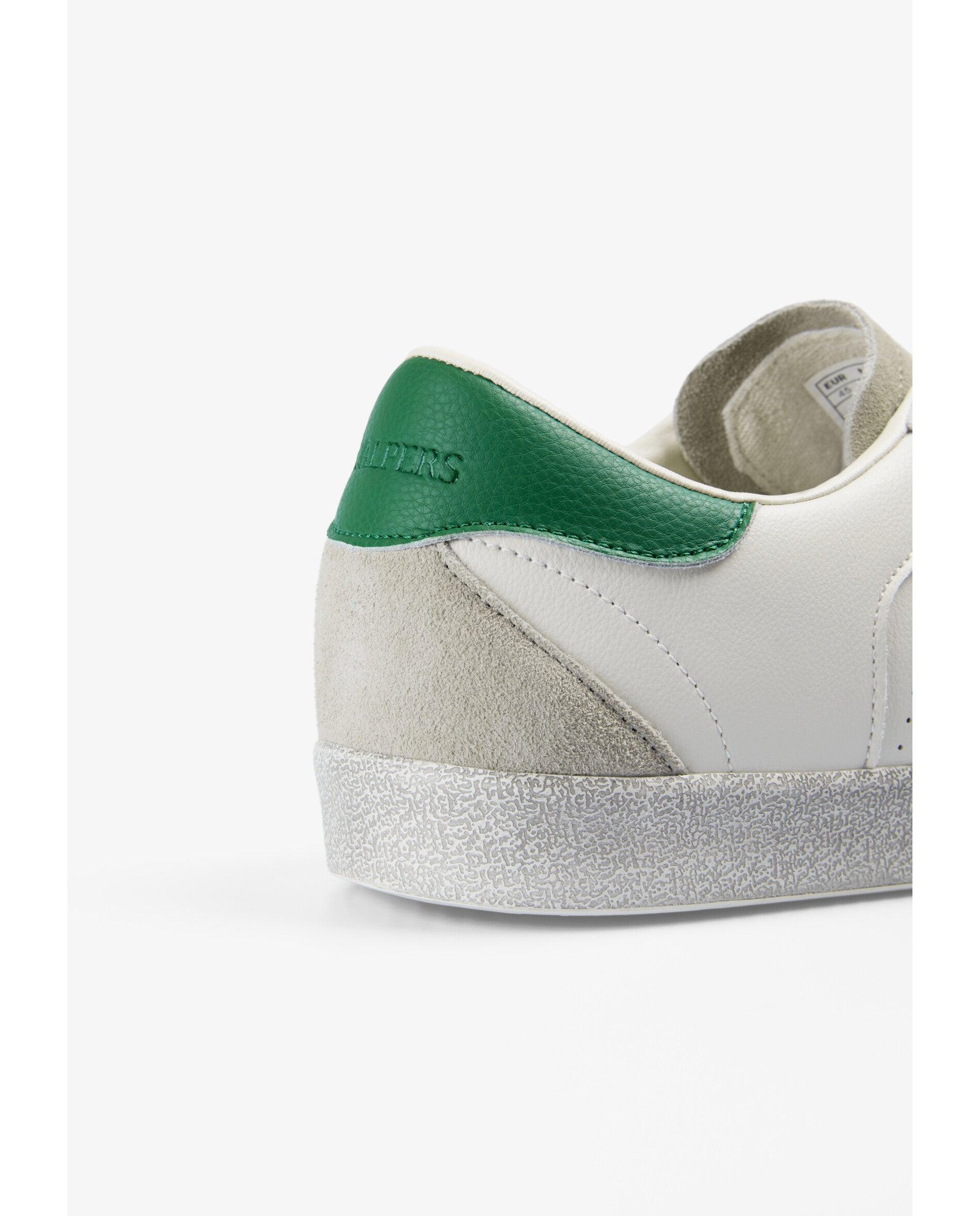 Zapatillas de vestir de hombre en piel con detalle a contraste en el talón - Scalpers - Blanco / Verde Blanco / Verde-7