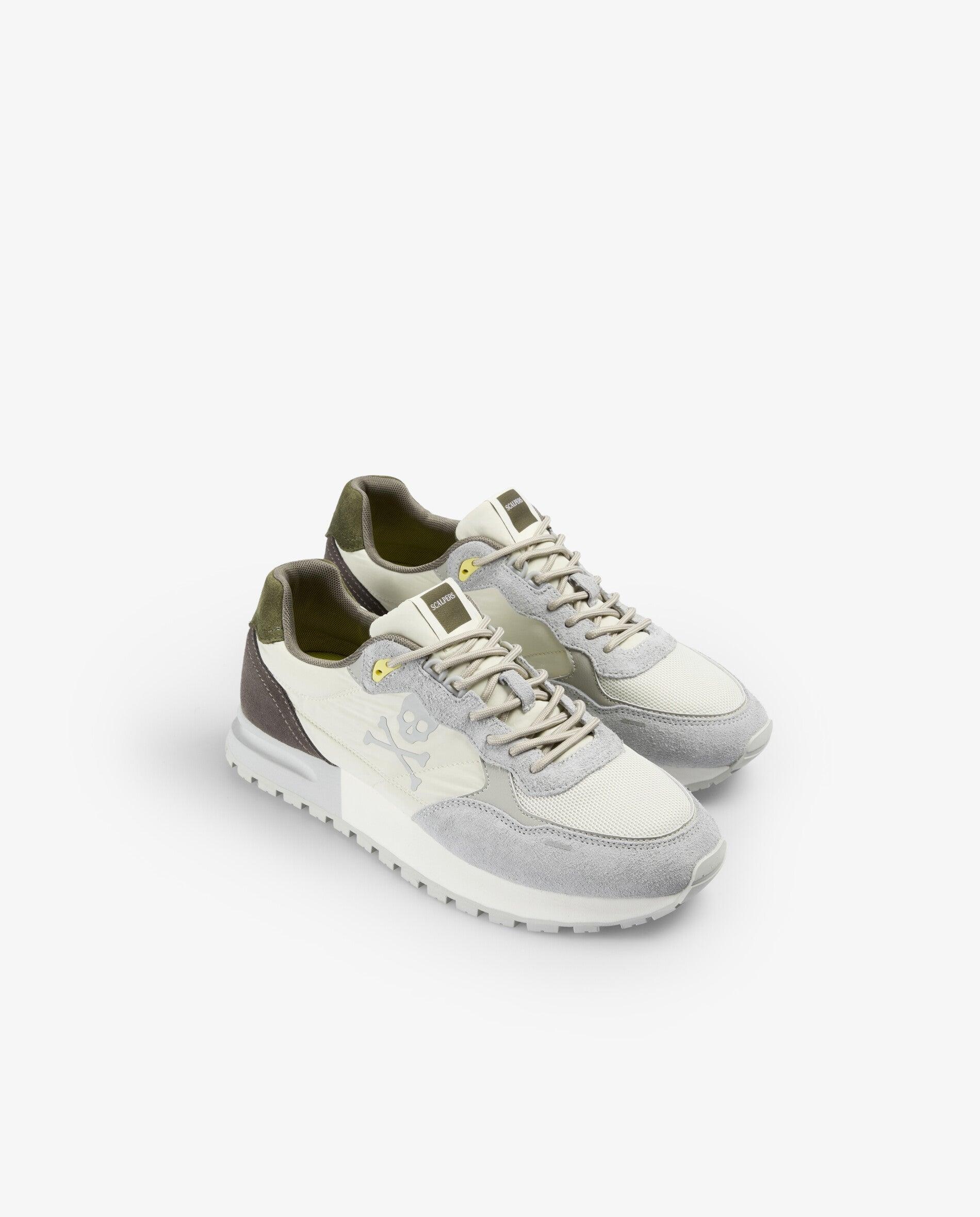 Zapatillas retro de hombre combinadas con suela dentada - Scalpers - Kaki Kaki-3