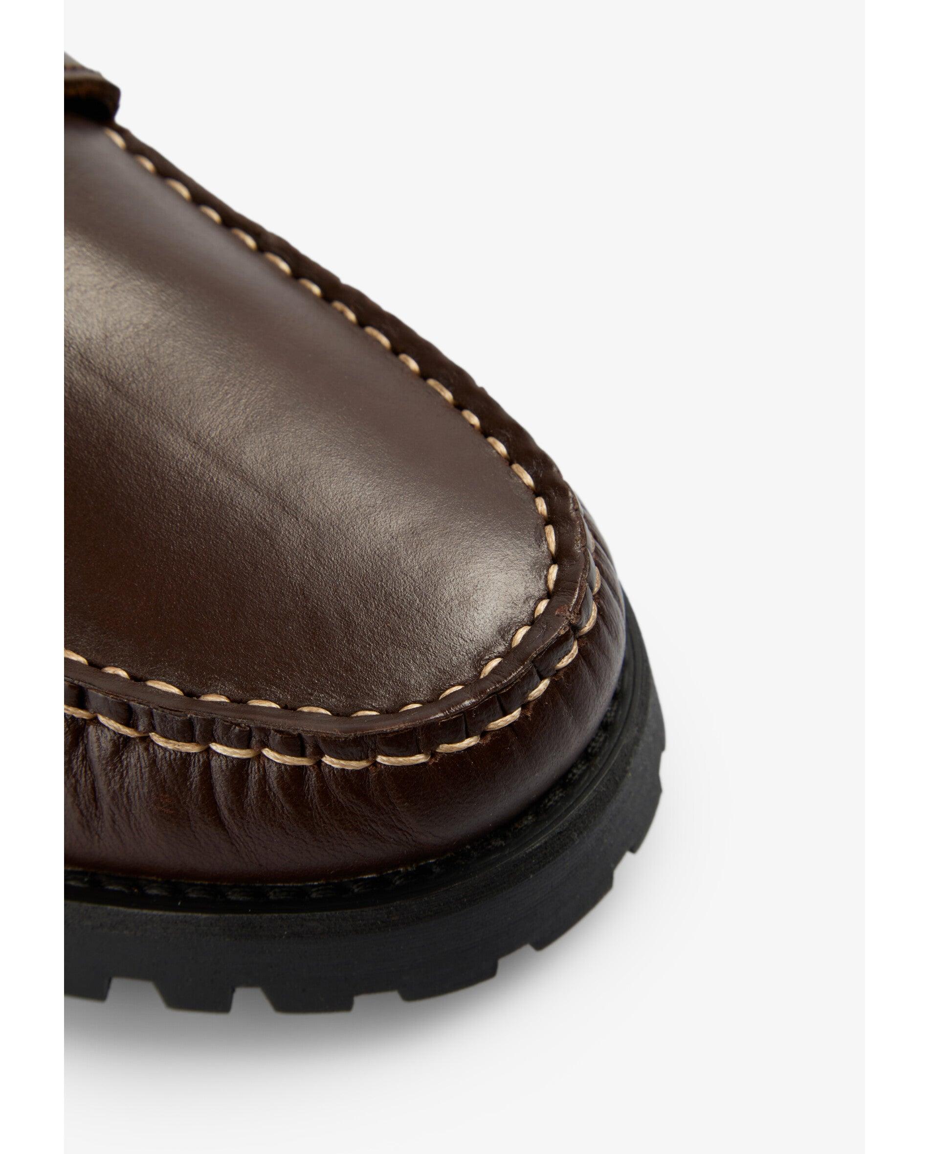 Náuticos de hombre en piel con suela en relieve - Scalpers - Marrón oscuro Marrón oscuro-5