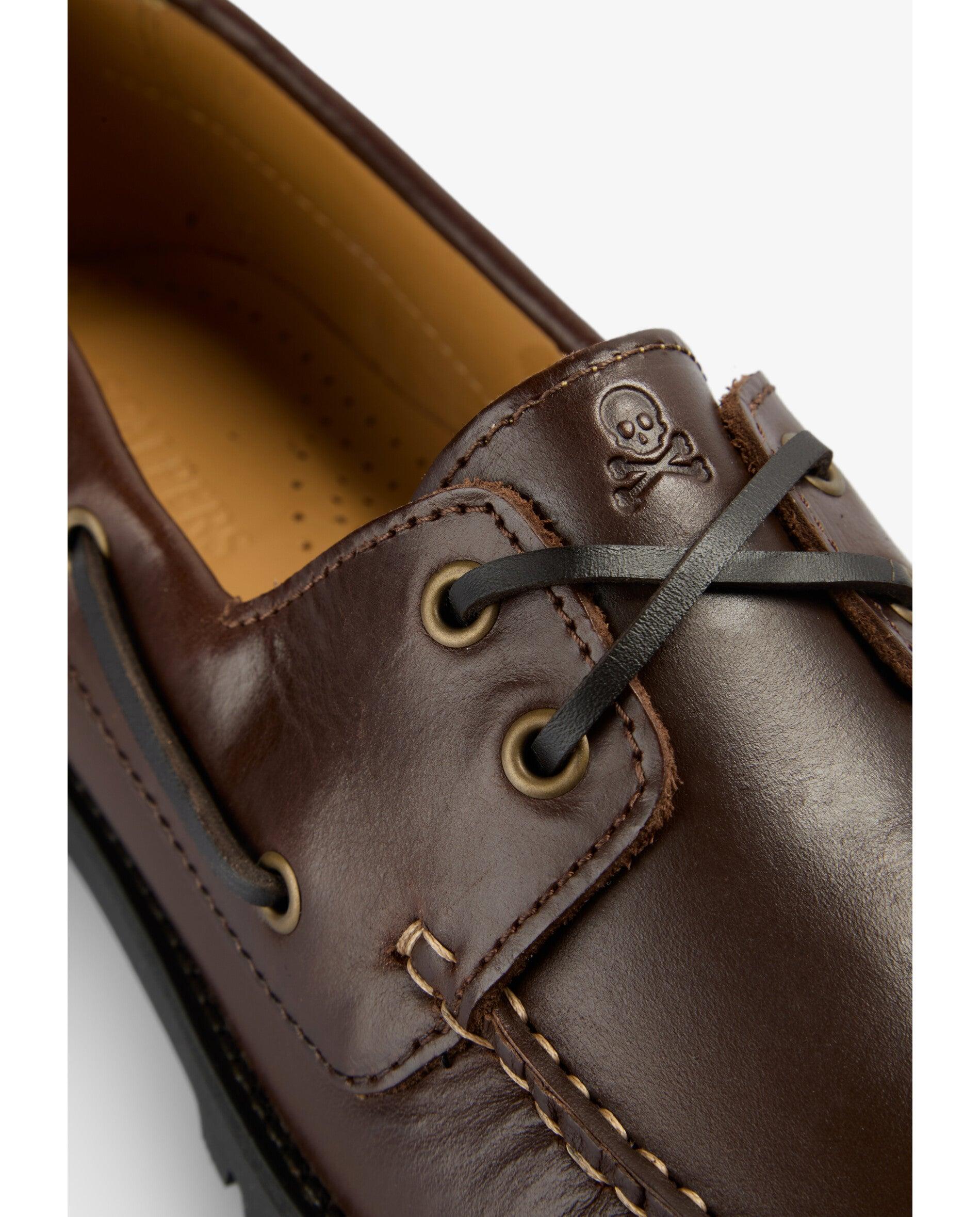 Náuticos de hombre en piel con suela en relieve - Scalpers - Marrón oscuro Marrón oscuro-6