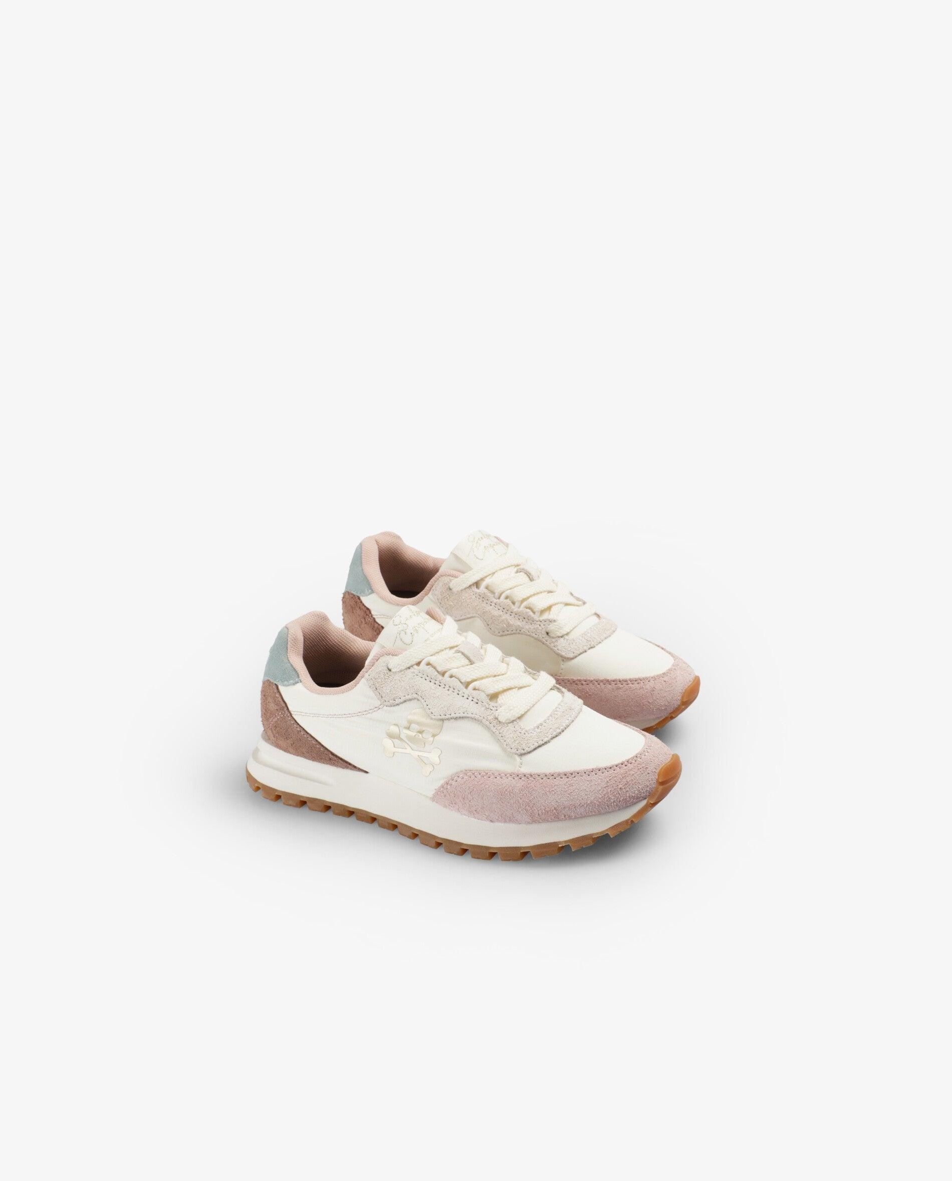 Zapatillas deportivas de niña estilo retro con suela dentada - Scalpers - Blanco / Rosa Blanco / Rosa-2