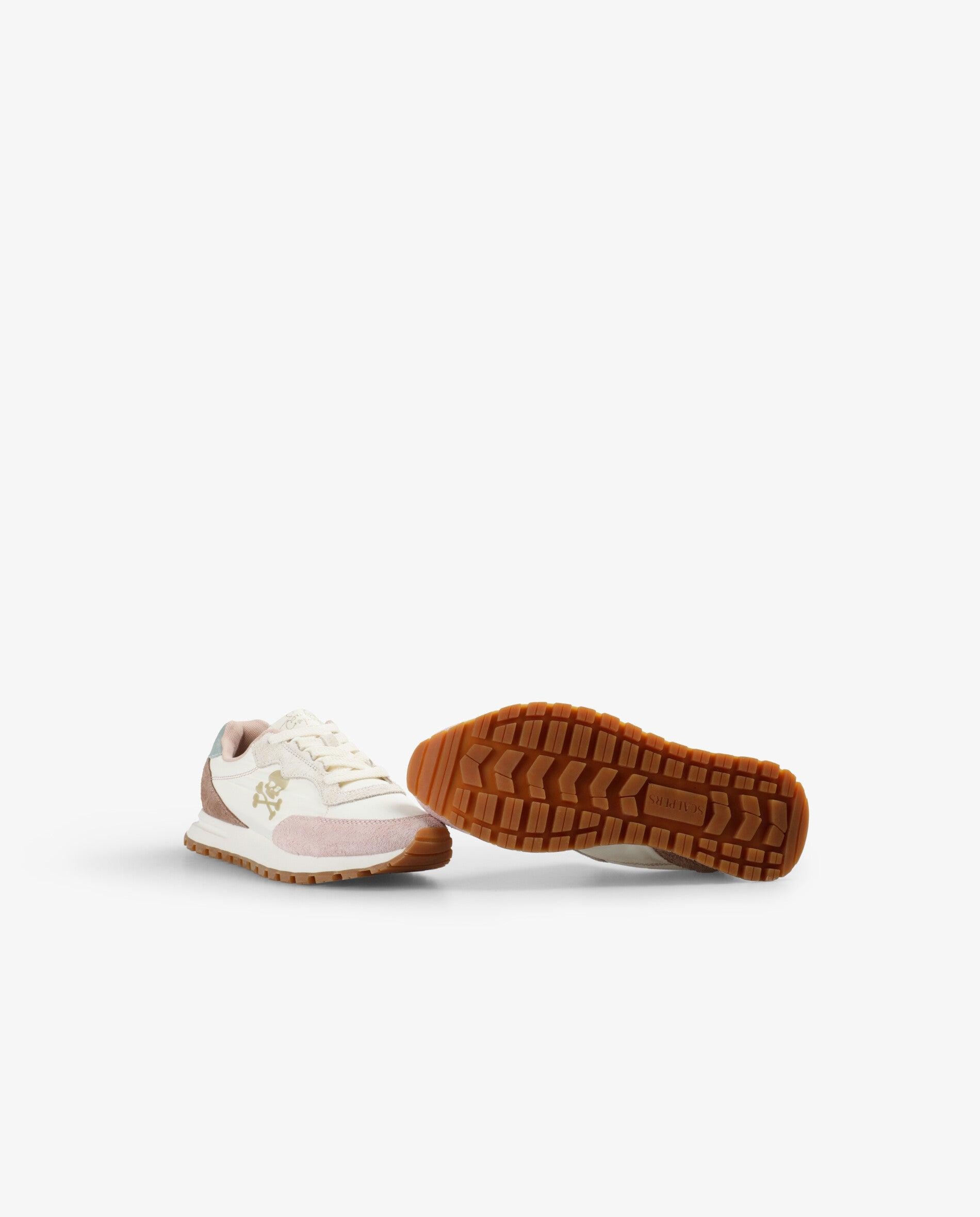 Zapatillas deportivas de niña estilo retro con suela dentada - Scalpers - Blanco / Rosa Blanco / Rosa-4
