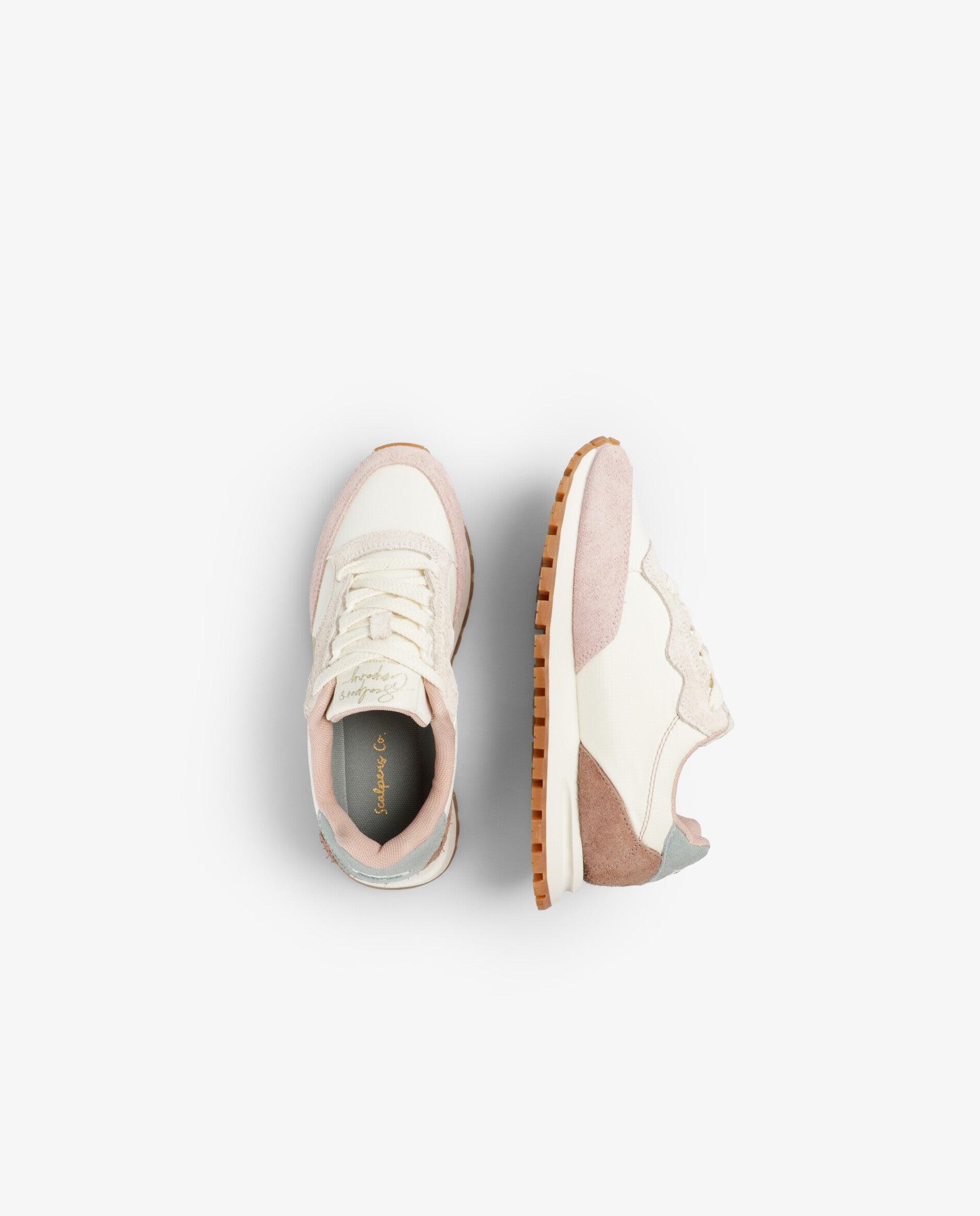 Zapatillas deportivas de niña estilo retro con suela dentada - Scalpers - Blanco / Rosa Blanco / Rosa-8