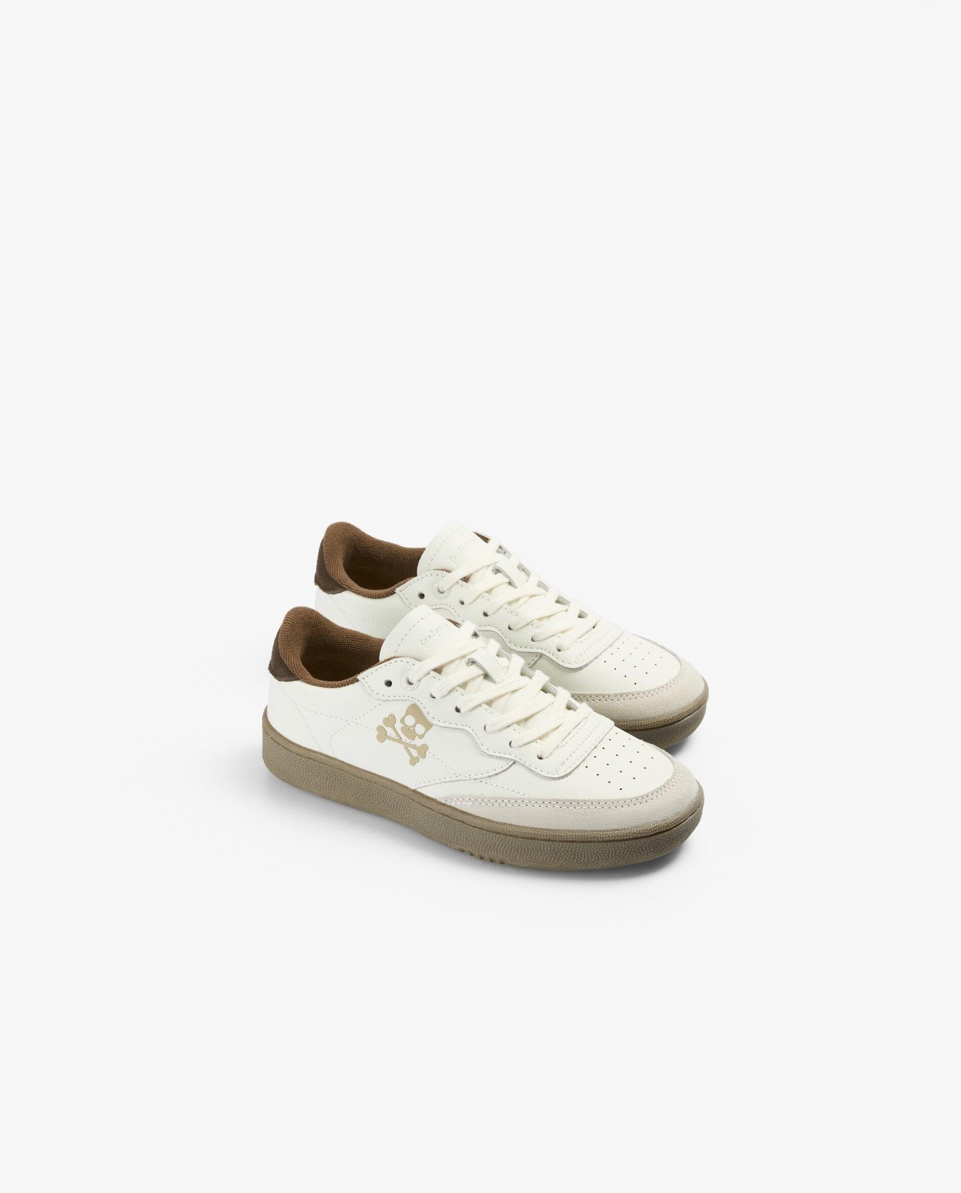 Zapatillas de piel de niño con detalles en ante y cierre de cordones - Scalpers - Marrón Marrón-3