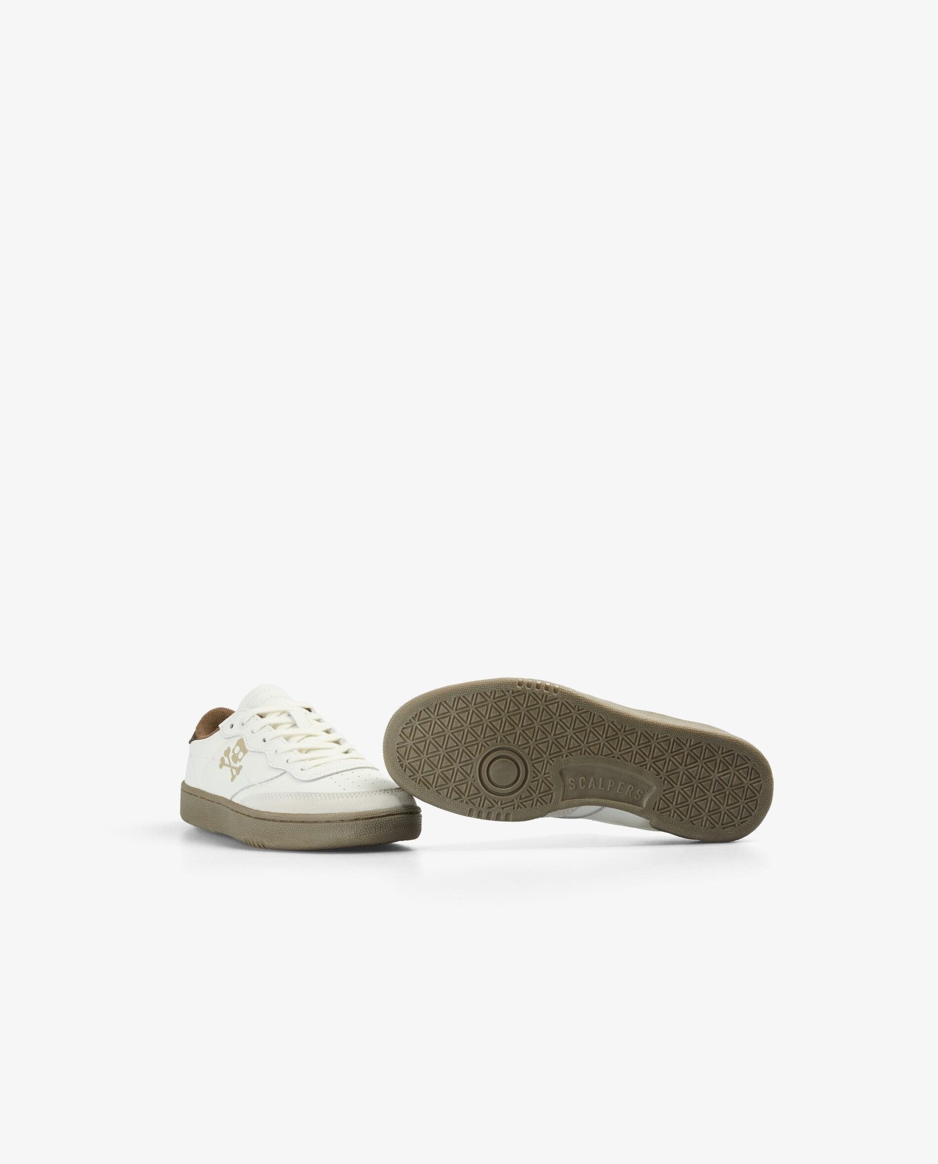 Zapatillas de piel de niño con detalles en ante y cierre de cordones - Scalpers - Marrón Marrón-4