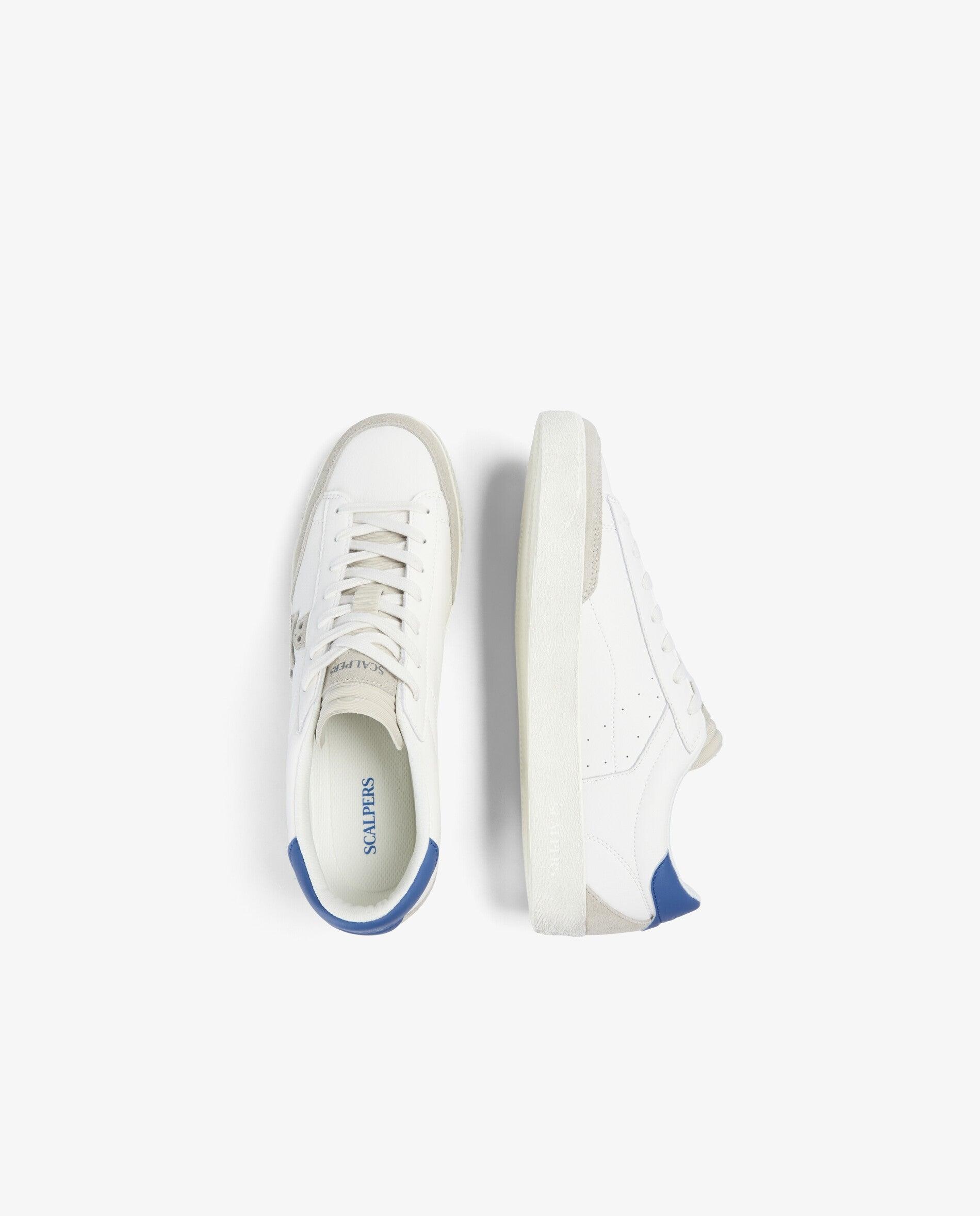 Imagen 8 de Zapatillas de hombre bajas clásicas de napa - Scalpers - Blanco / Azul Blanco / Azul
