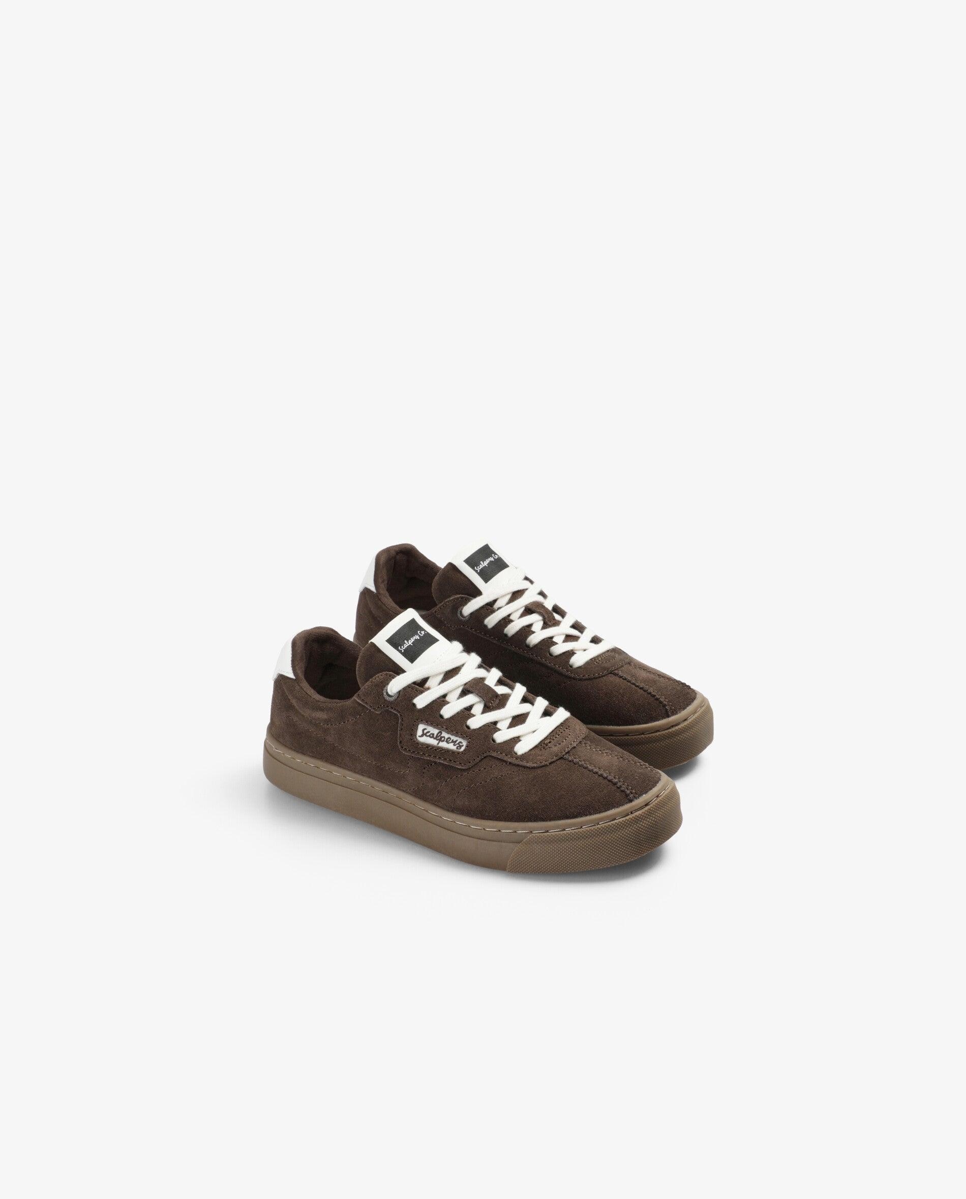 Zapatillas de ante de niño bajas con suela a contrate - Scalpers - Marrón Marrón-2