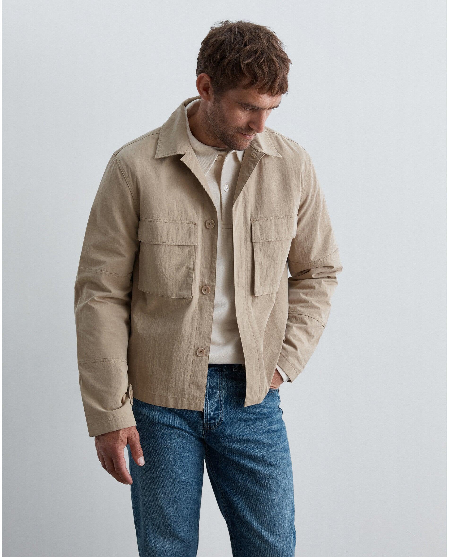 Sobrecamisa de hombre relaxed fit en tejido técnico - Scalpers - Beige Beige-1