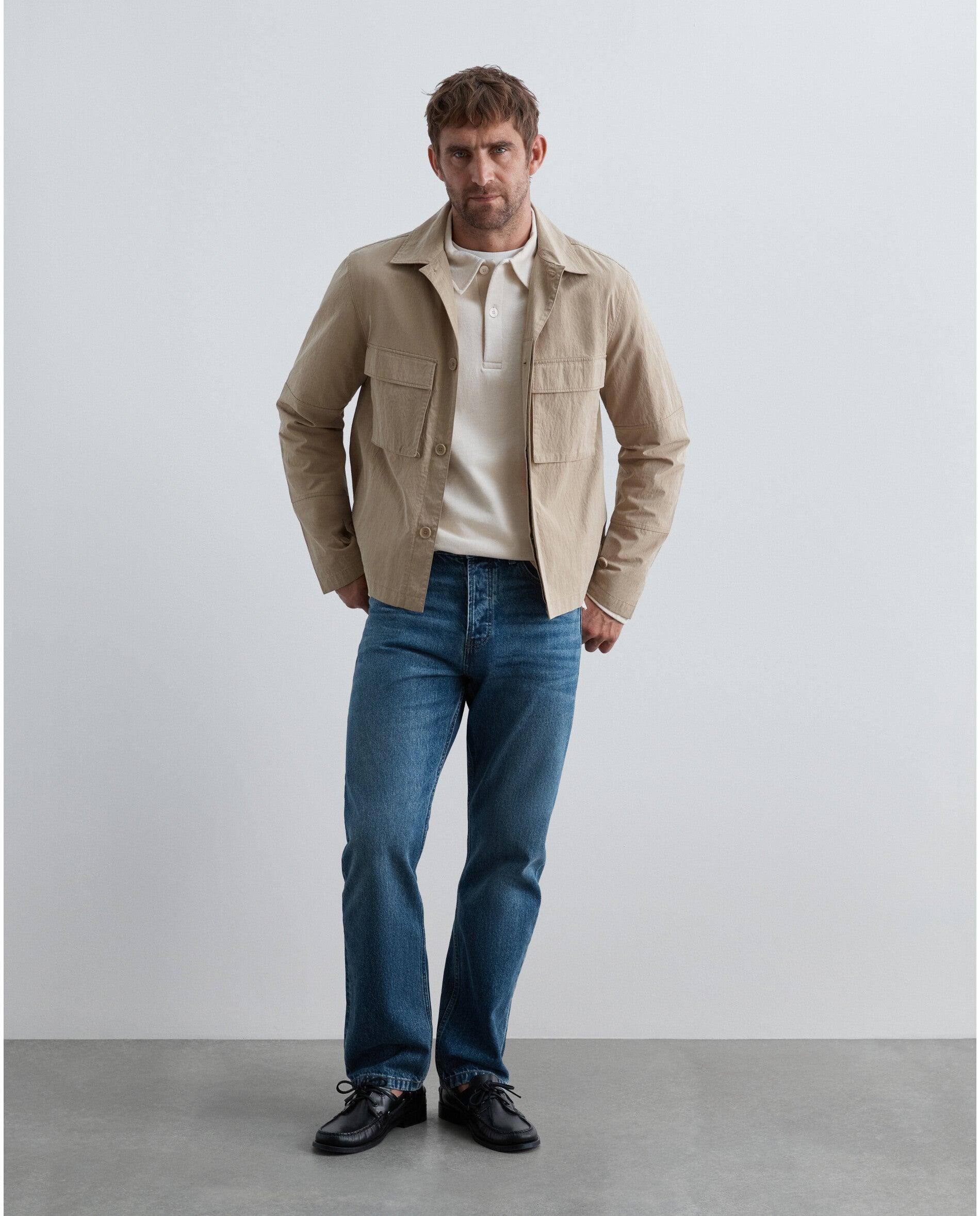 Sobrecamisa de hombre relaxed fit en tejido técnico - Scalpers - Beige Beige-3