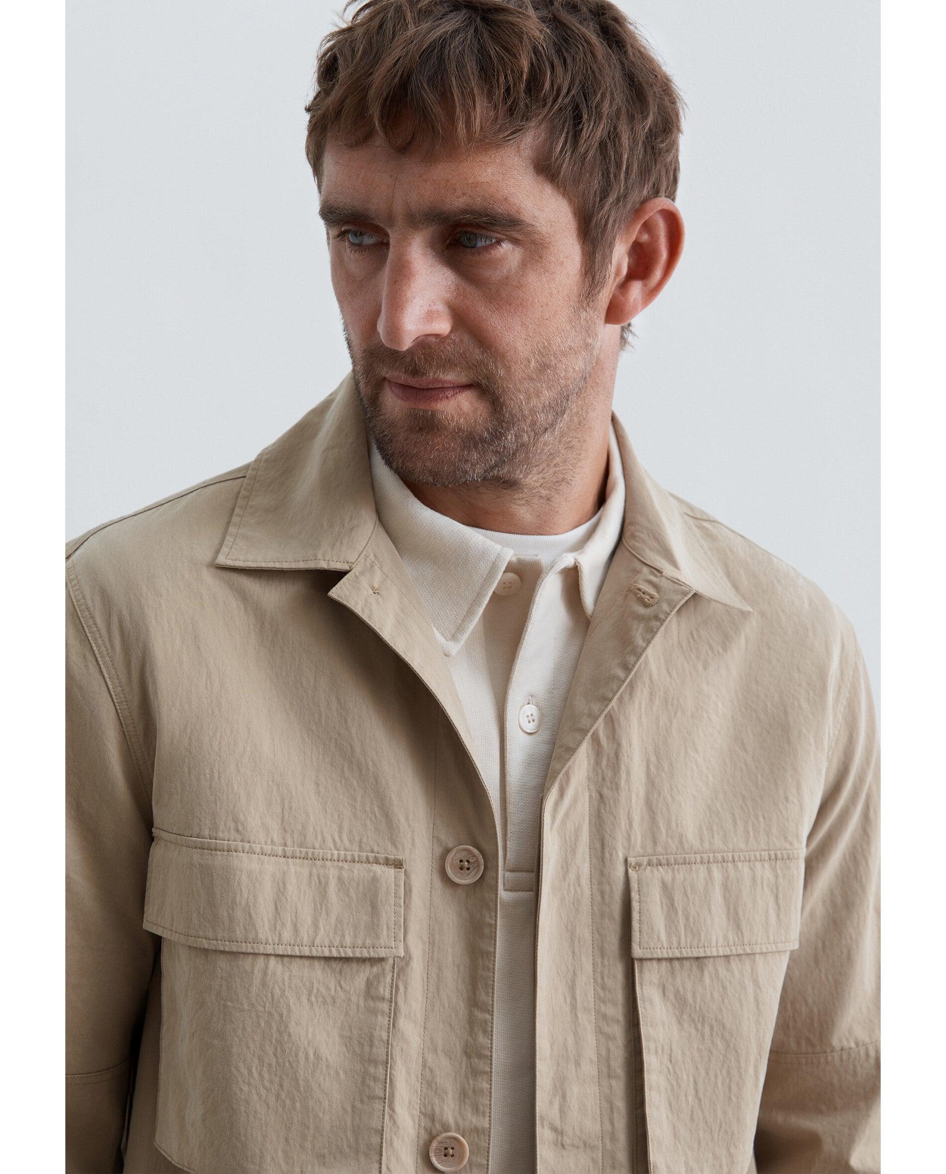 Sobrecamisa de hombre relaxed fit en tejido técnico - Scalpers - Beige Beige-4