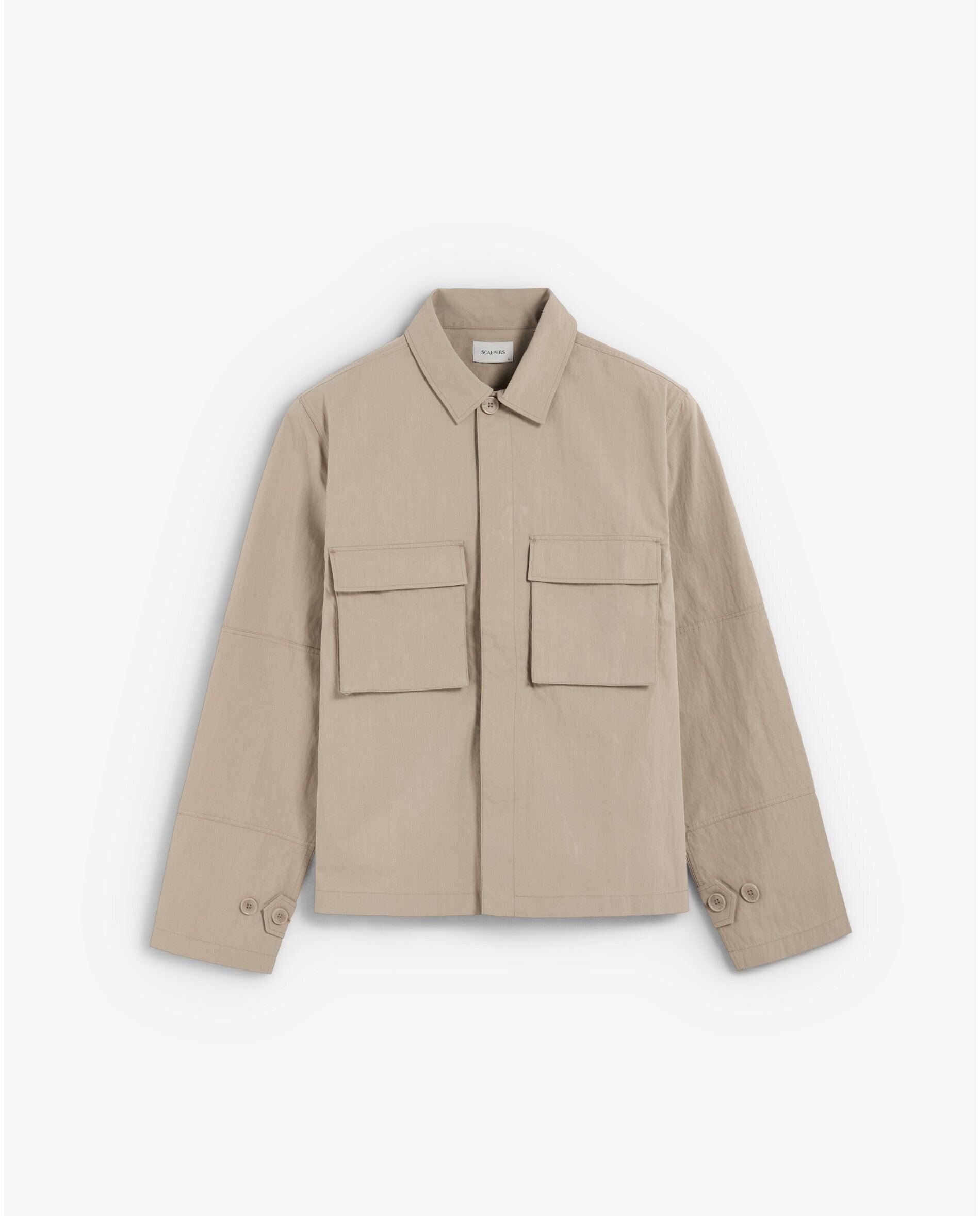 Sobrecamisa de hombre relaxed fit en tejido técnico - Scalpers - Beige Beige-7