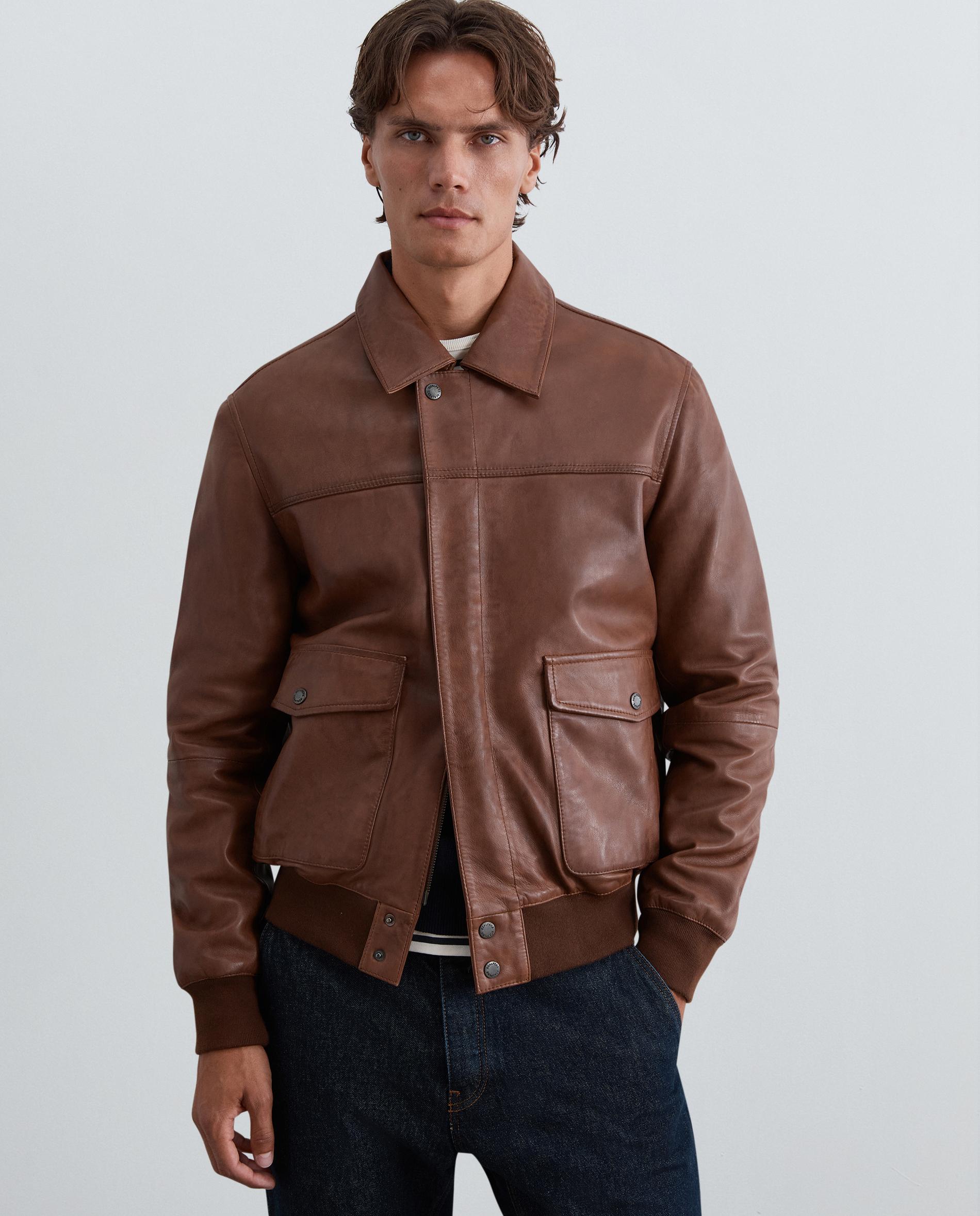 Chaqueta de piel de hombre con cuello camisero y botones a presión - Scalpers - Marrón claro Marrón claro-6