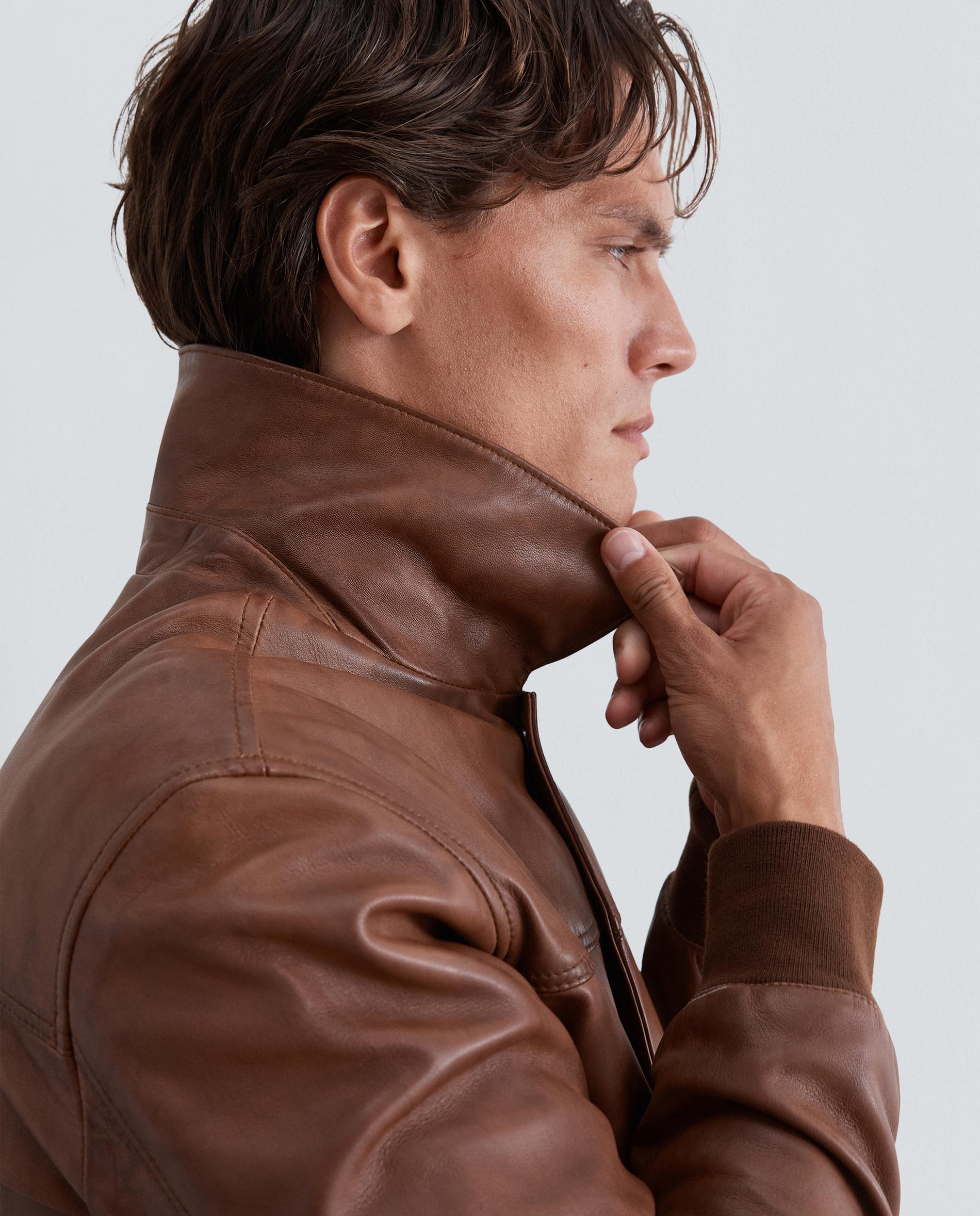 Chaqueta de piel de hombre con cuello camisero y botones a presión - Scalpers - Marrón claro Marrón claro-8
