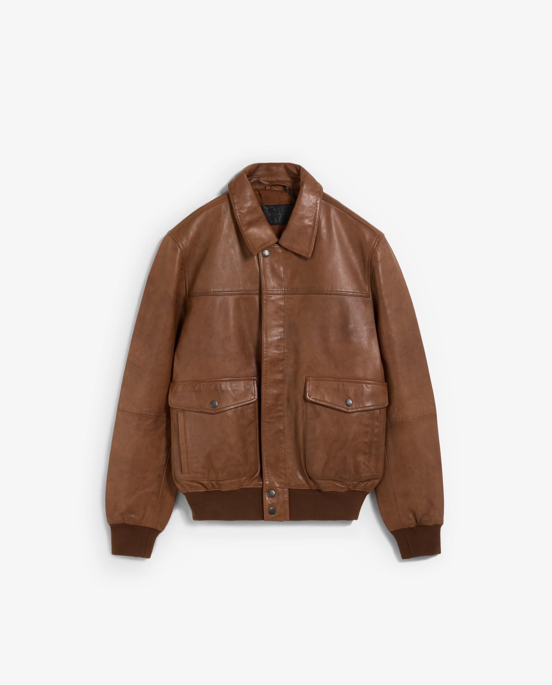 Chaqueta de piel de hombre con cuello camisero y botones a presión - Scalpers - Marrón claro Marrón claro-10
