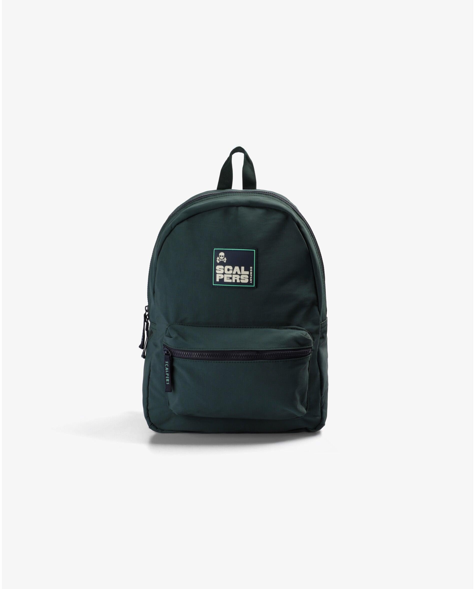 Mochila de niño en tejido técnico con parche engomado - Scalpers - Verde oscuro Verde oscuro-1