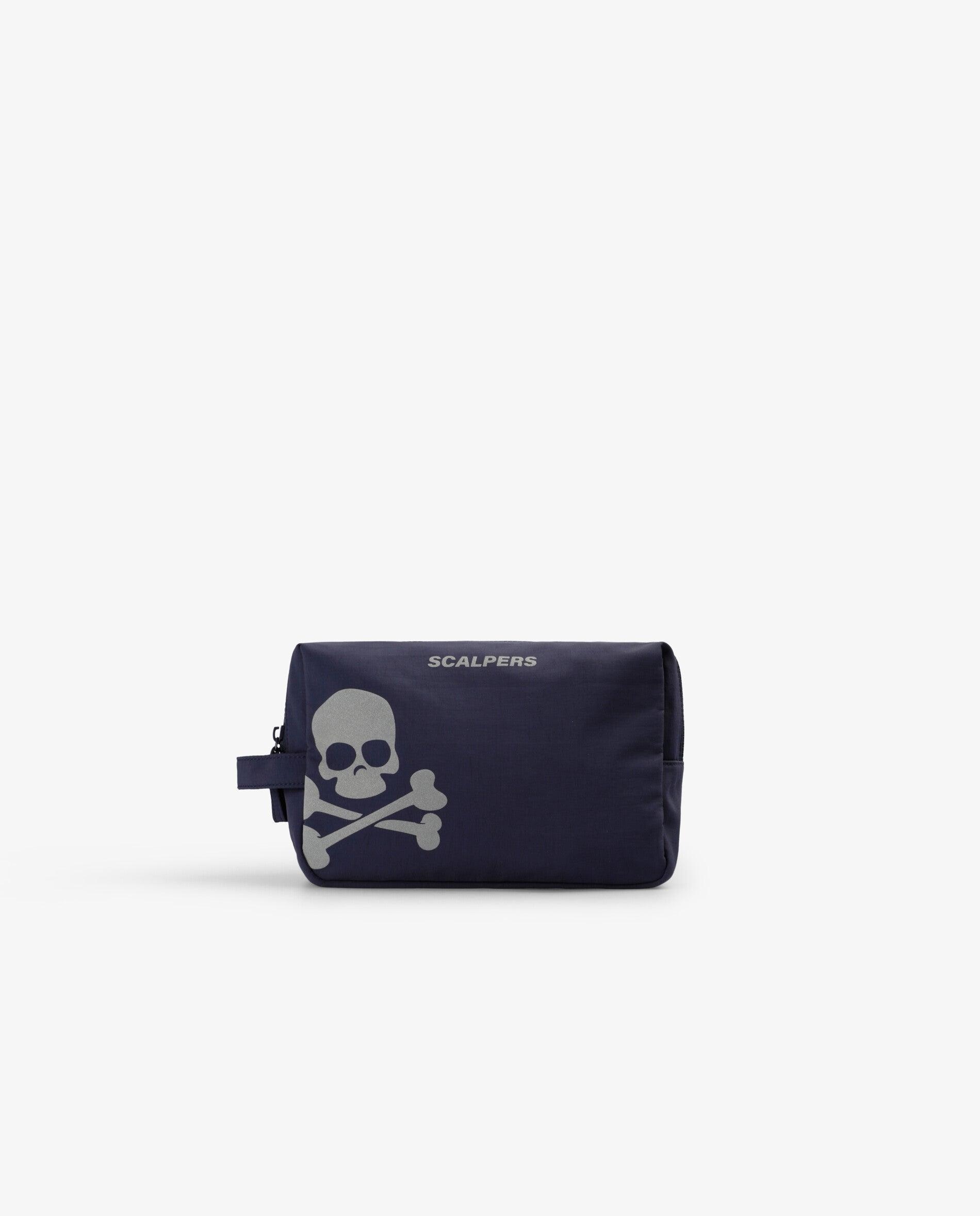 Imagen 0 de Neceser de niño en tejido técnico con calavera lateral Navy