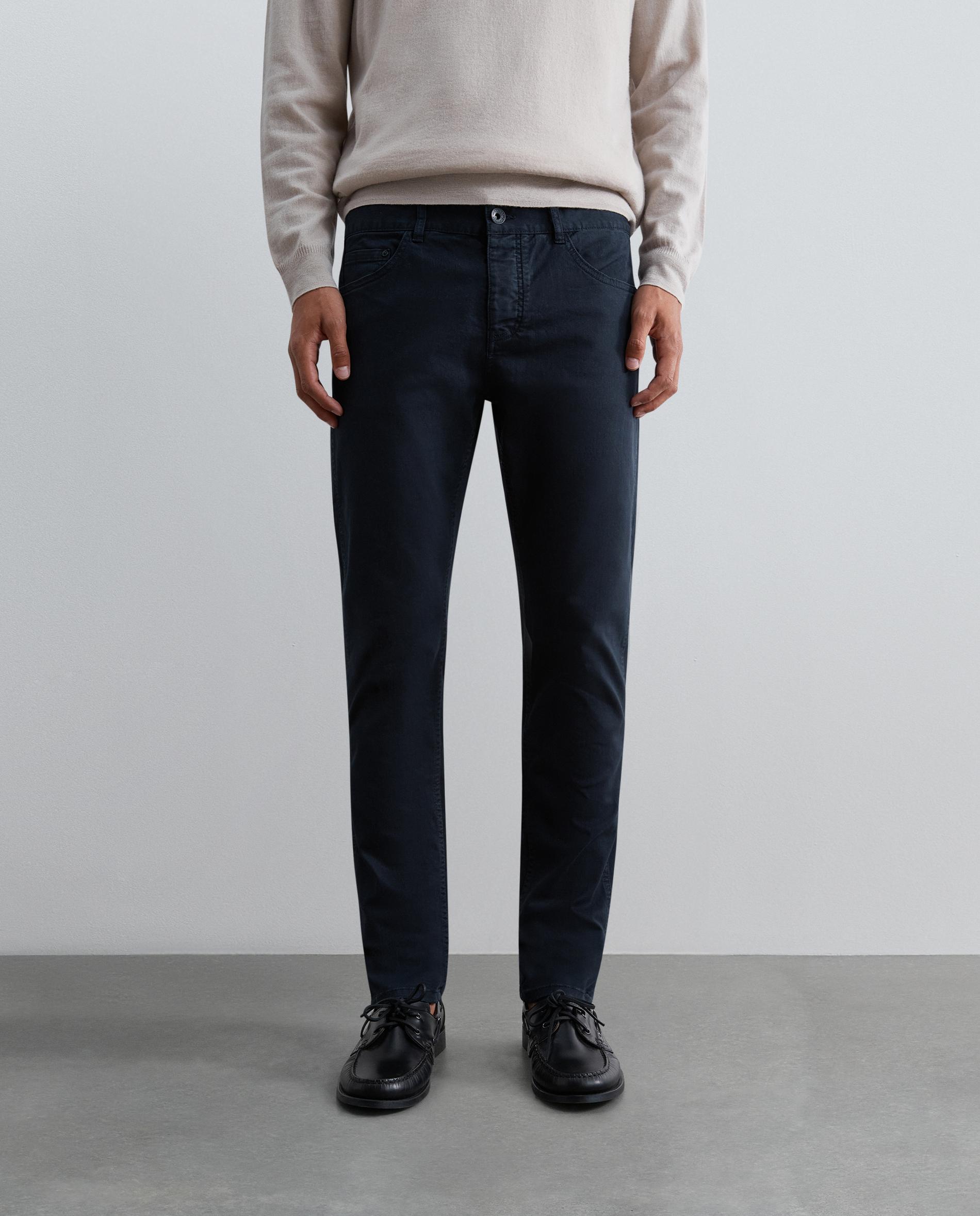 Pantalón cinco bolsillos de hombre con trabillas y cierre de cremallera y botón - Scalpers - Azul Azul-2