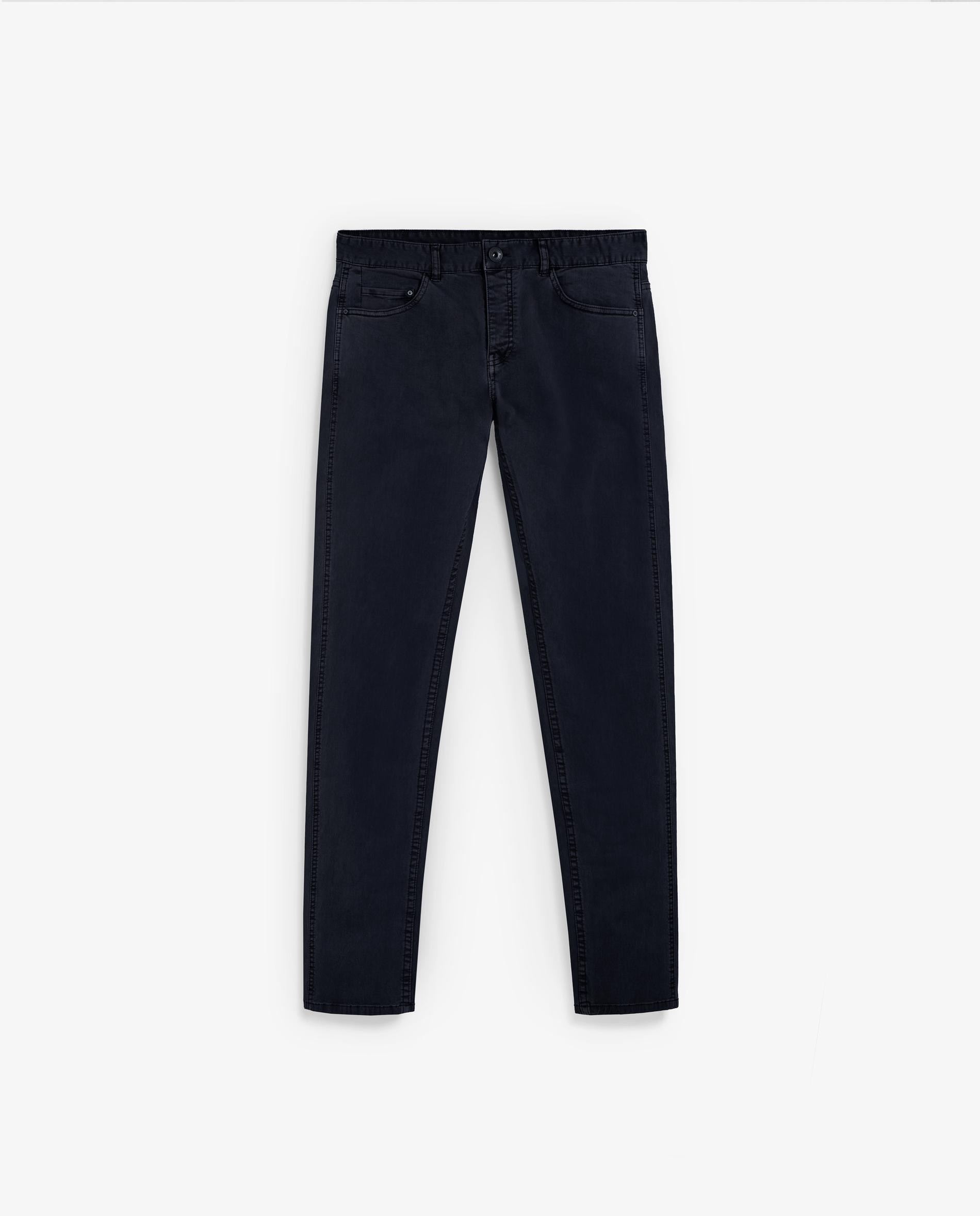 Pantalón cinco bolsillos de hombre con trabillas y cierre de cremallera y botón - Scalpers - Azul Azul-7