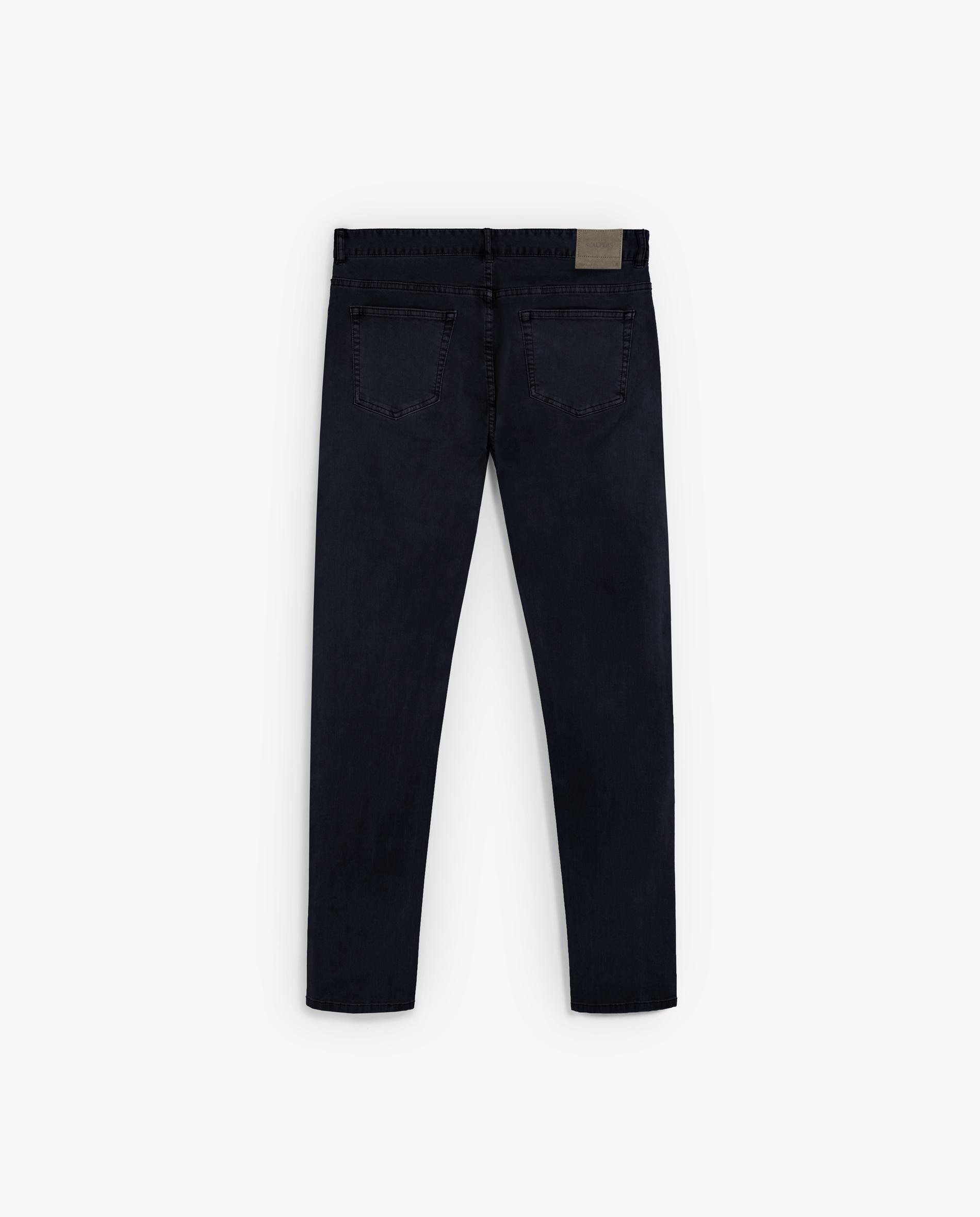 Pantalón cinco bolsillos de hombre con trabillas y cierre de cremallera y botón - Scalpers - Azul Azul-6