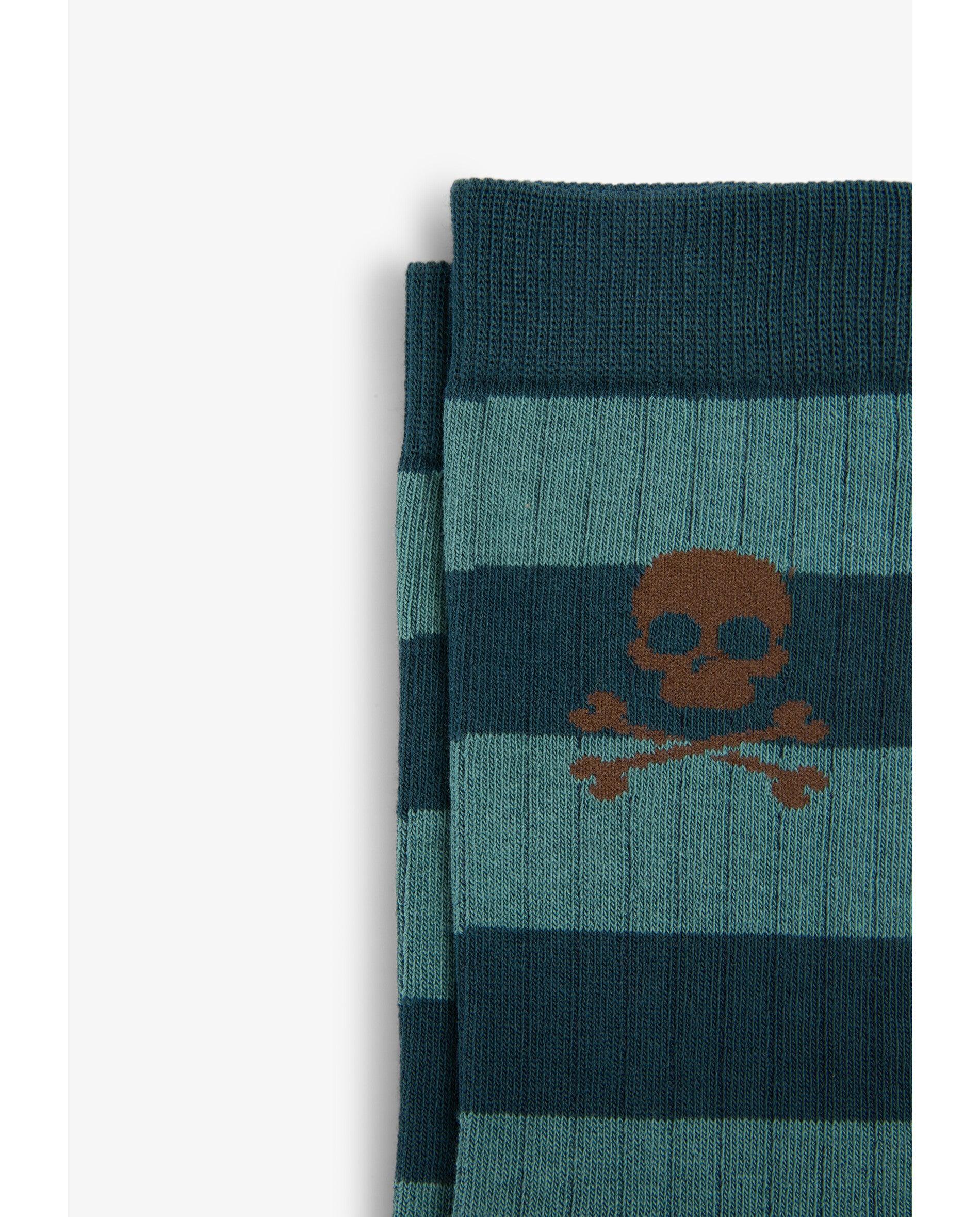 Calcetines de niño de caña media con estampado de rayas - Scalpers - Verde grisáceo Verde grisáceo-2