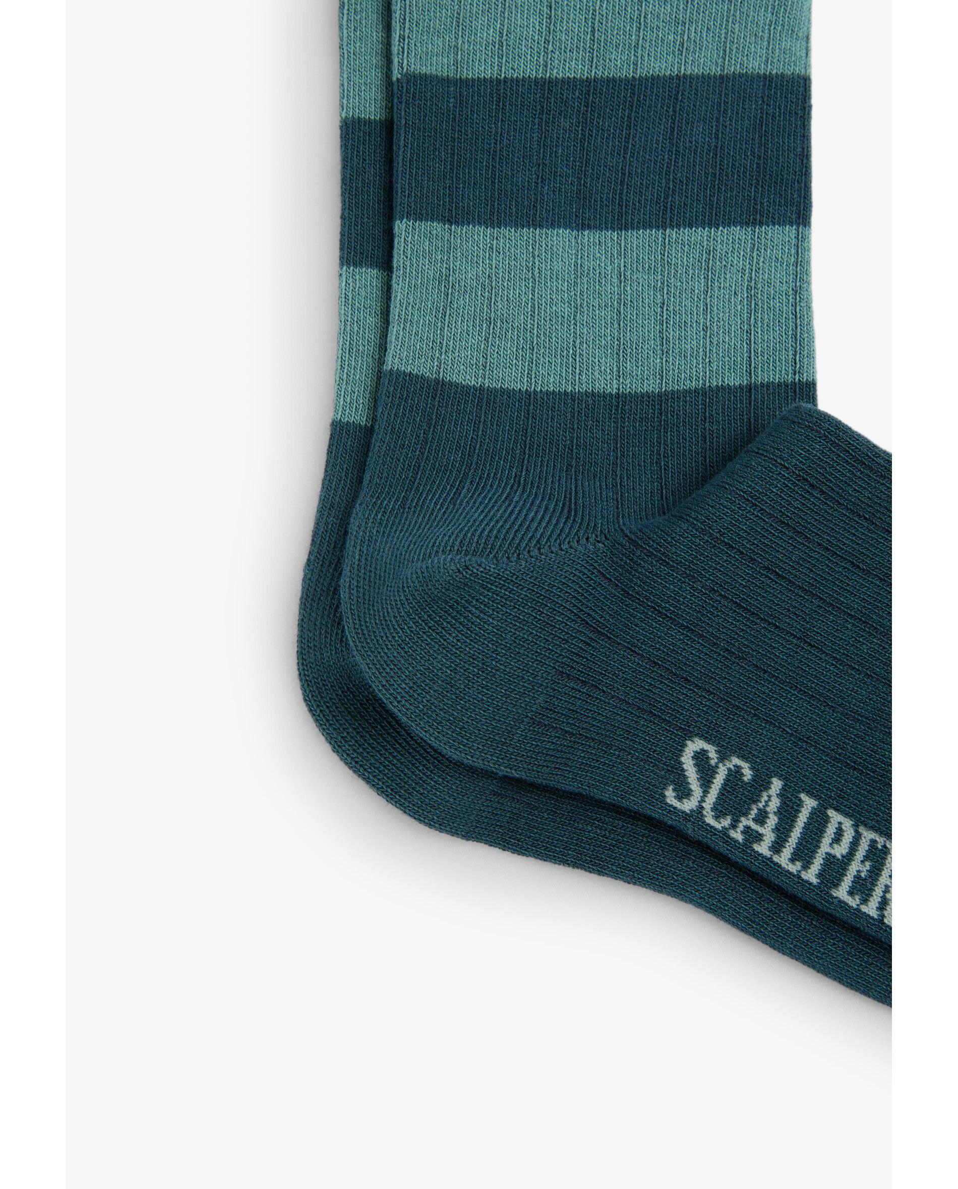 Calcetines de niño de caña media con estampado de rayas - Scalpers - Verde grisáceo Verde grisáceo-3