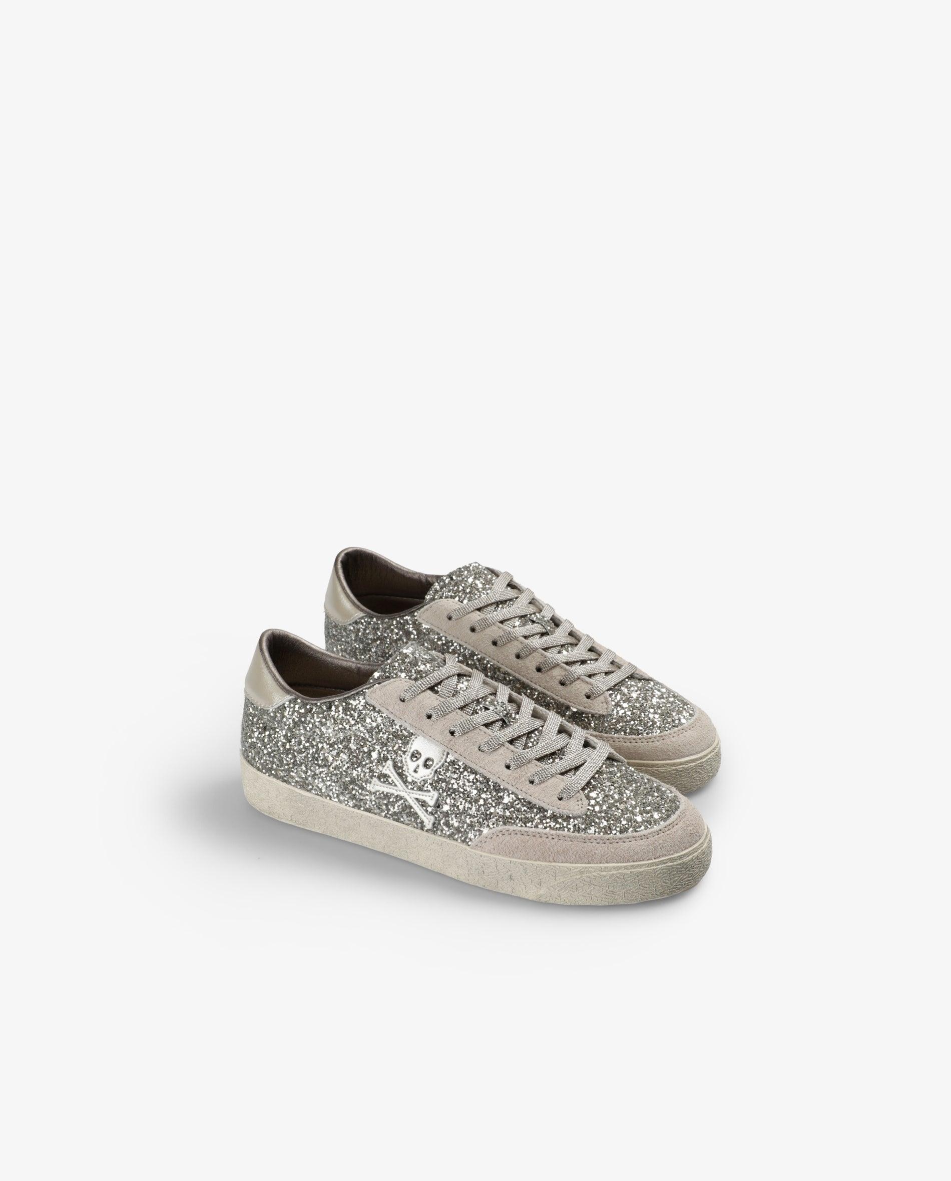 Imagen 2 de Zapatillas retro de mujer con glitter y cordones metalizados - Scalpers - Oro Oro