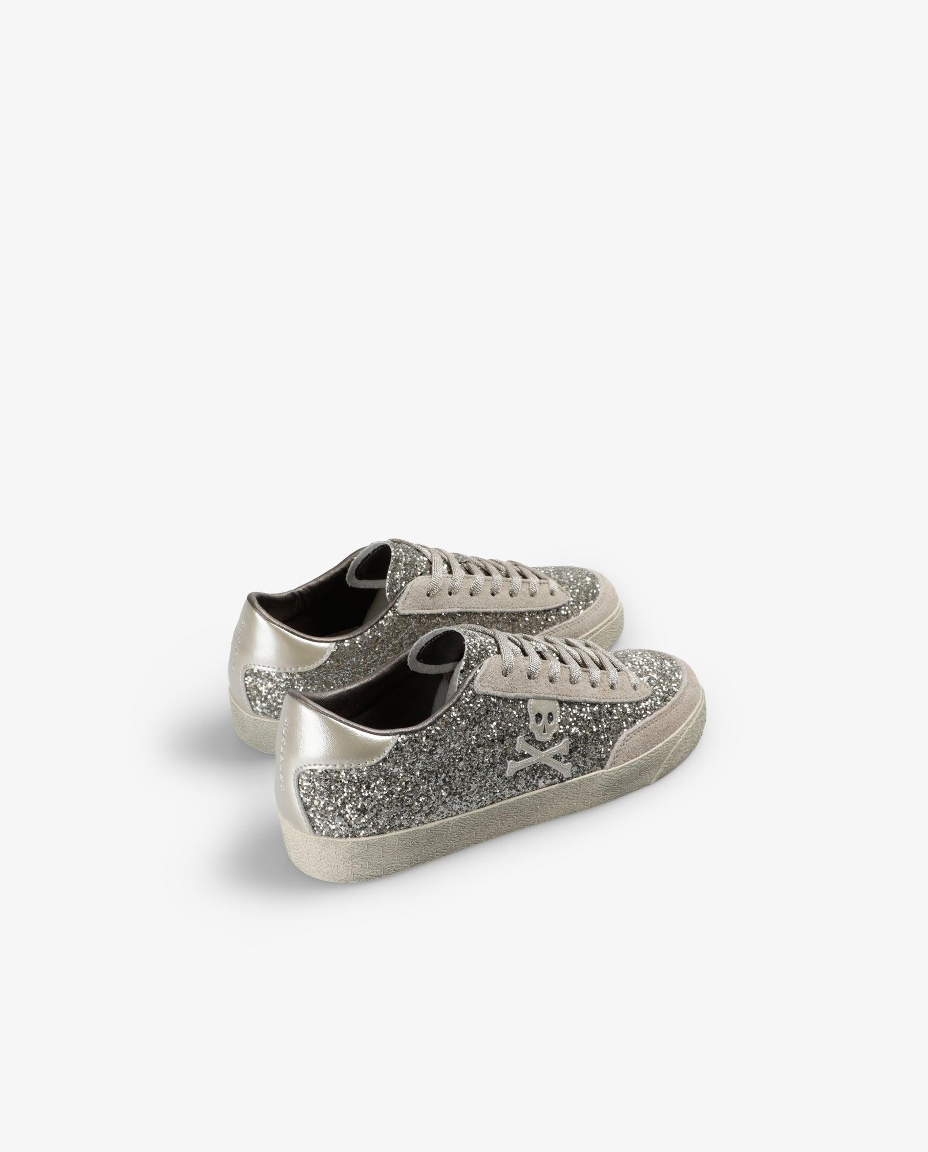 Imagen 3 de Zapatillas retro de mujer con glitter y cordones metalizados - Scalpers - Oro Oro